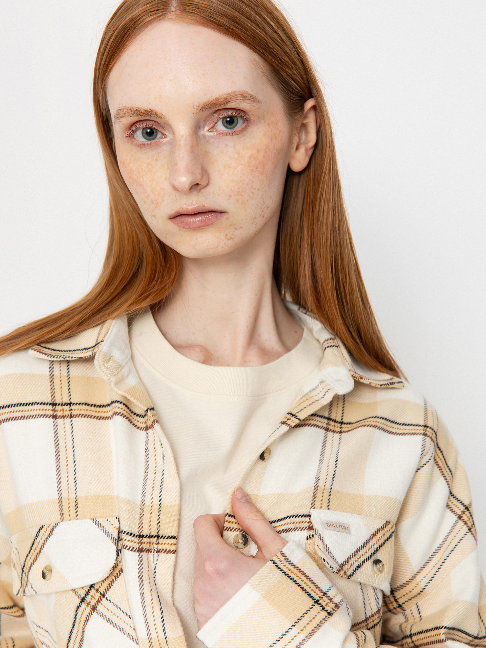 Koszula Brixton Bowery Classic Flannel Wmn (off white/semolina/washed copp)