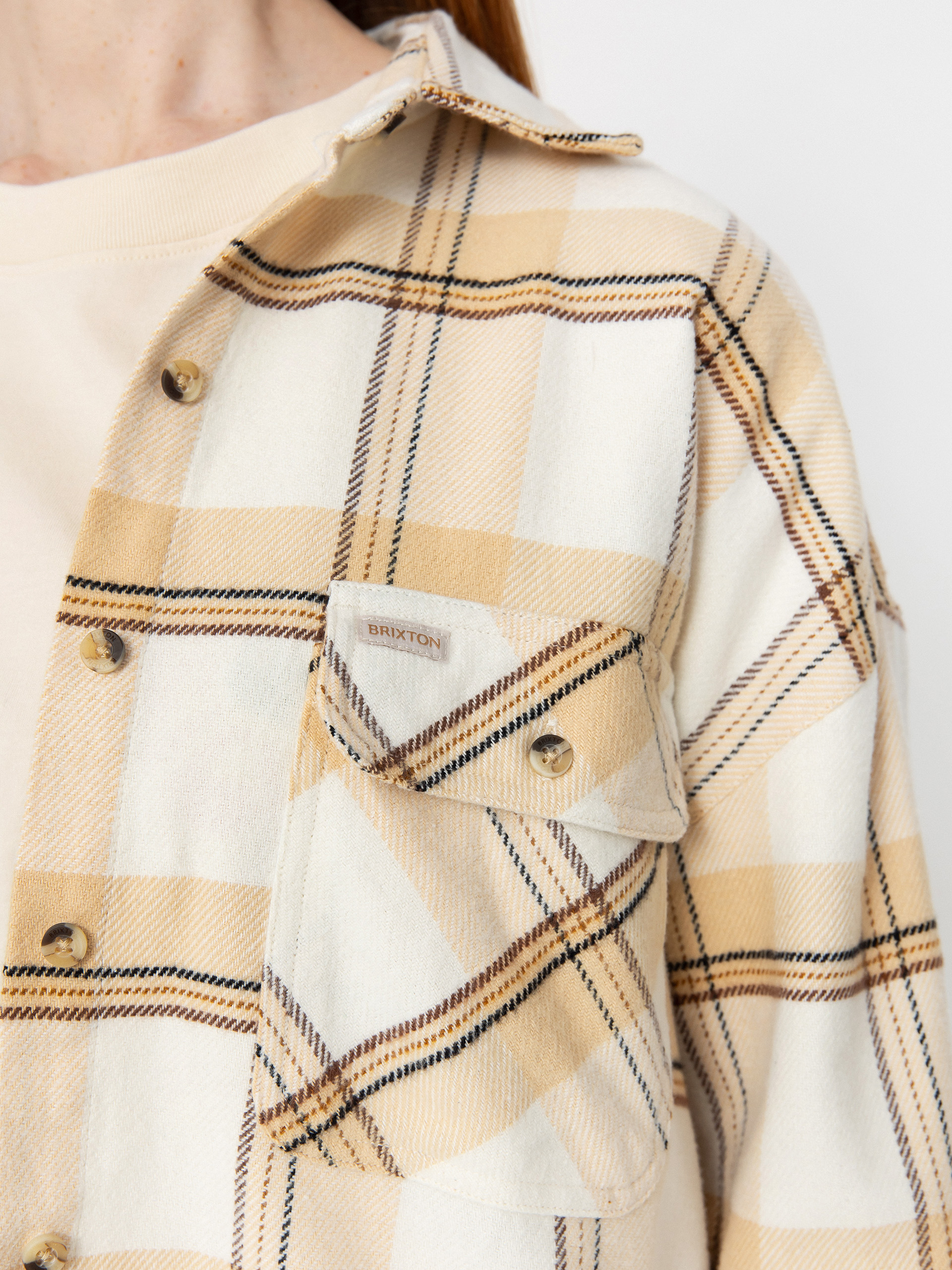 Koszula Brixton Bowery Classic Flannel Wmn (off white/semolina/washed copp)