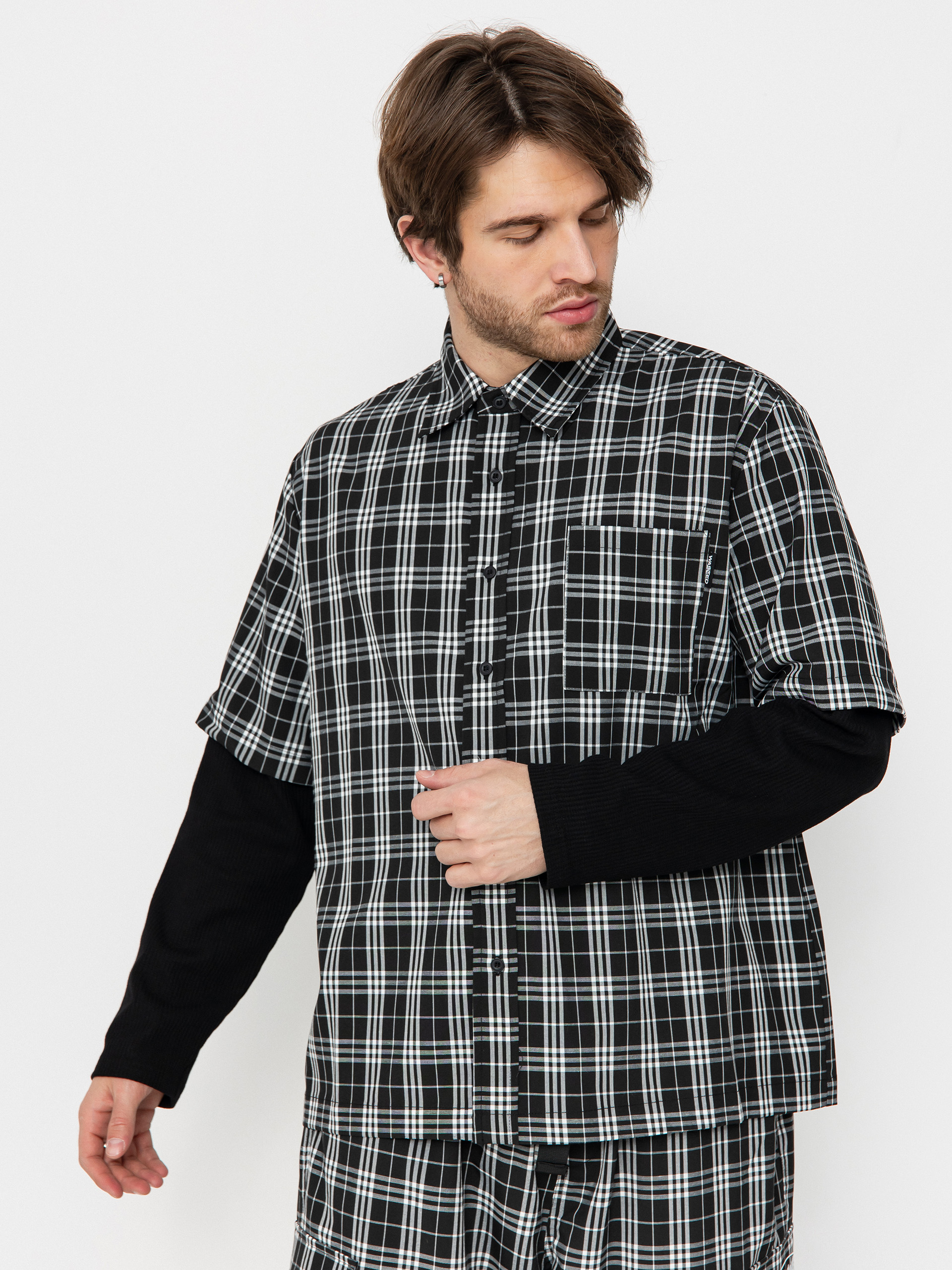 Koszula Wasted Paris Yard Tartan Shirt Age (black/white)