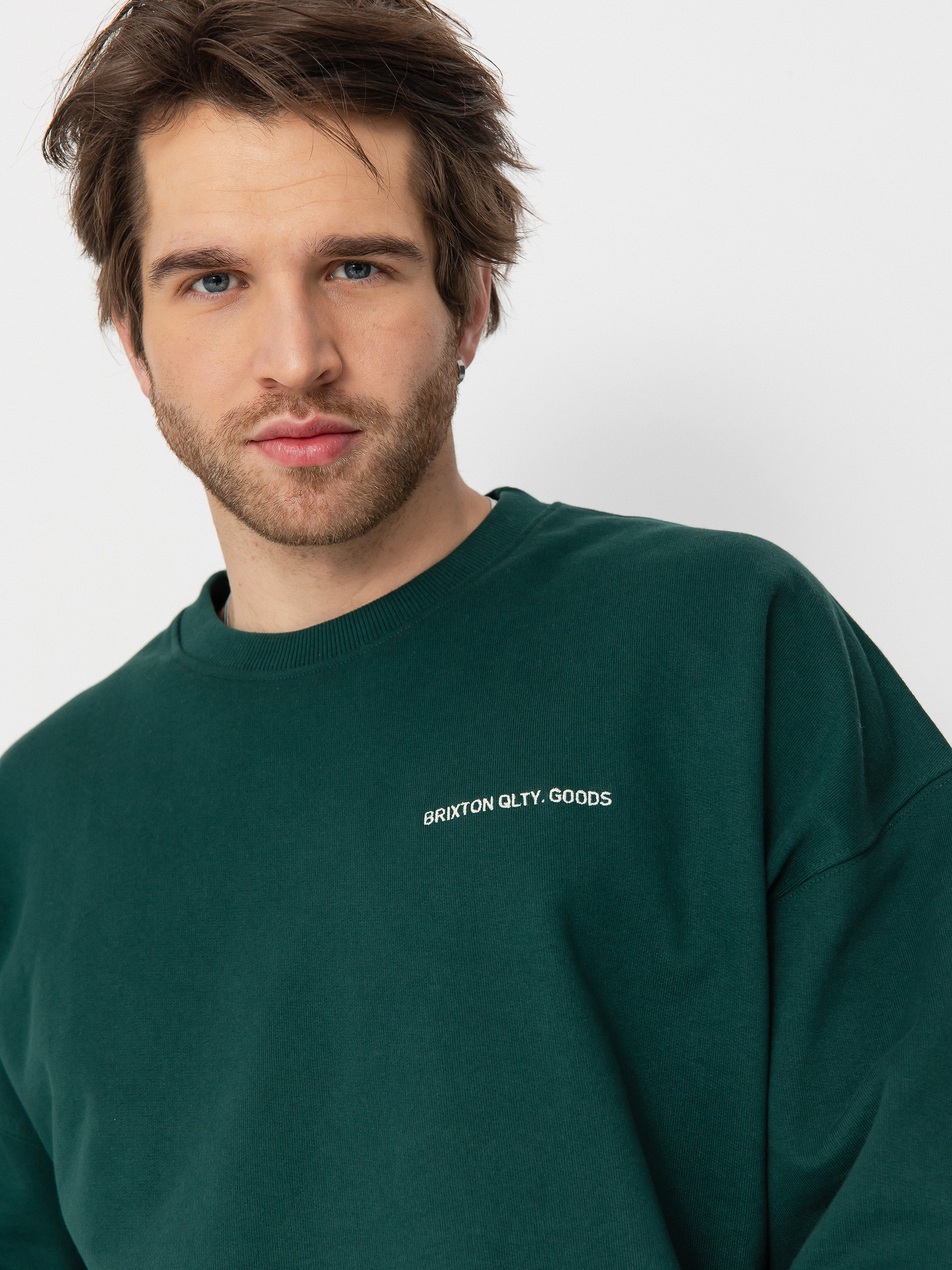 Bluza Brixton Embroidered Heavy Weight Crew (deep emerald)