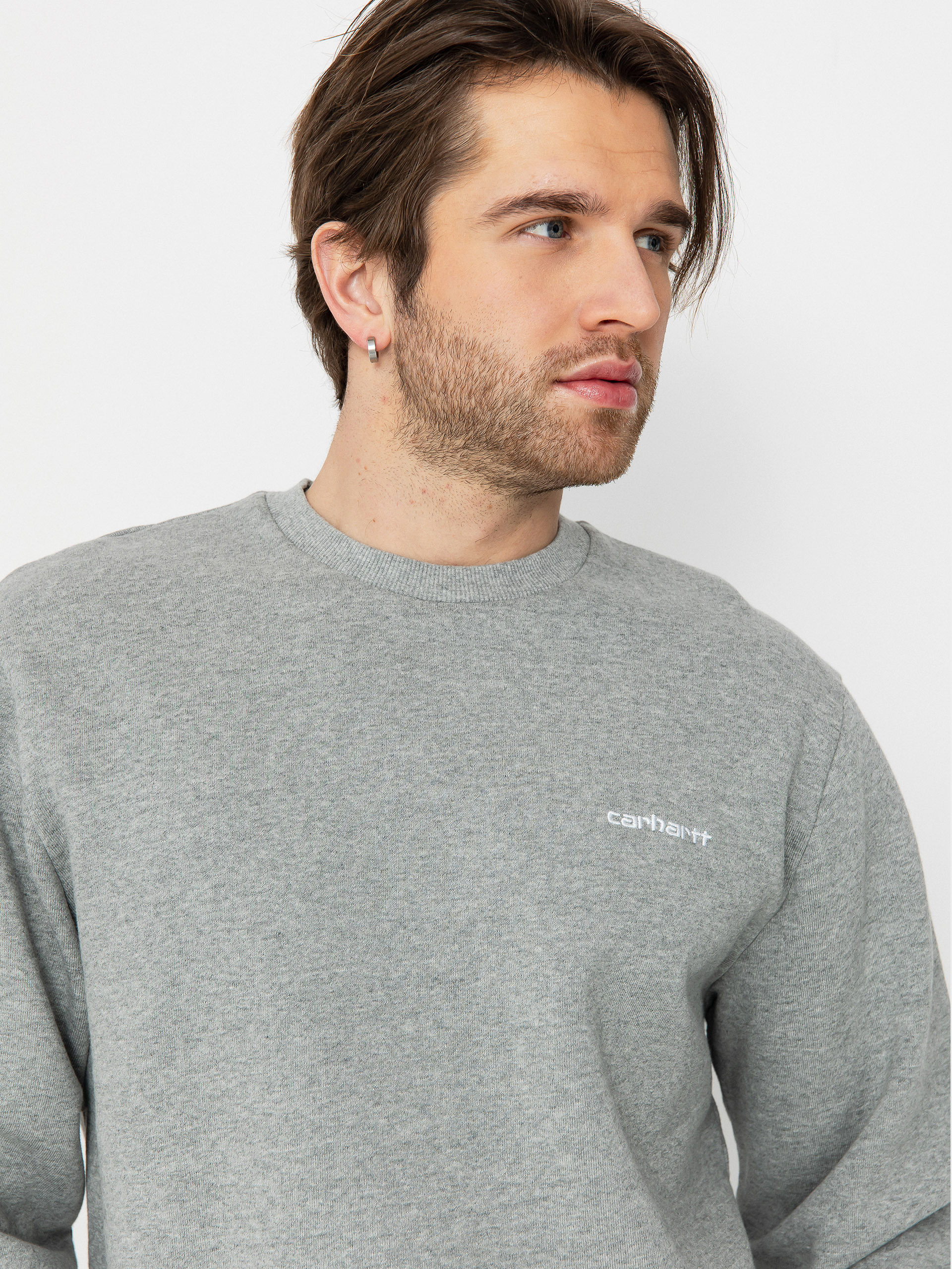 Bluza Carhartt WIP Script Embroidery (grey heather/white)