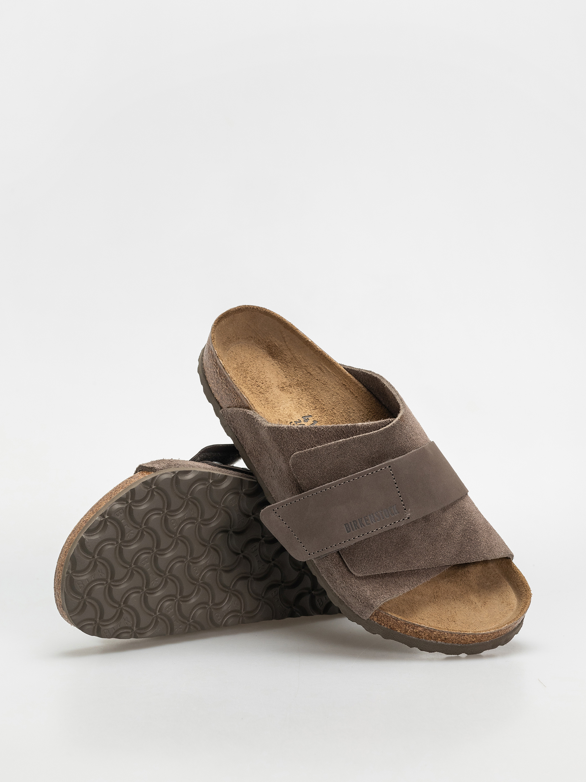 Klapki Birkenstock Kyoto Nubuck Suede Leather Regular (concrete gray)
