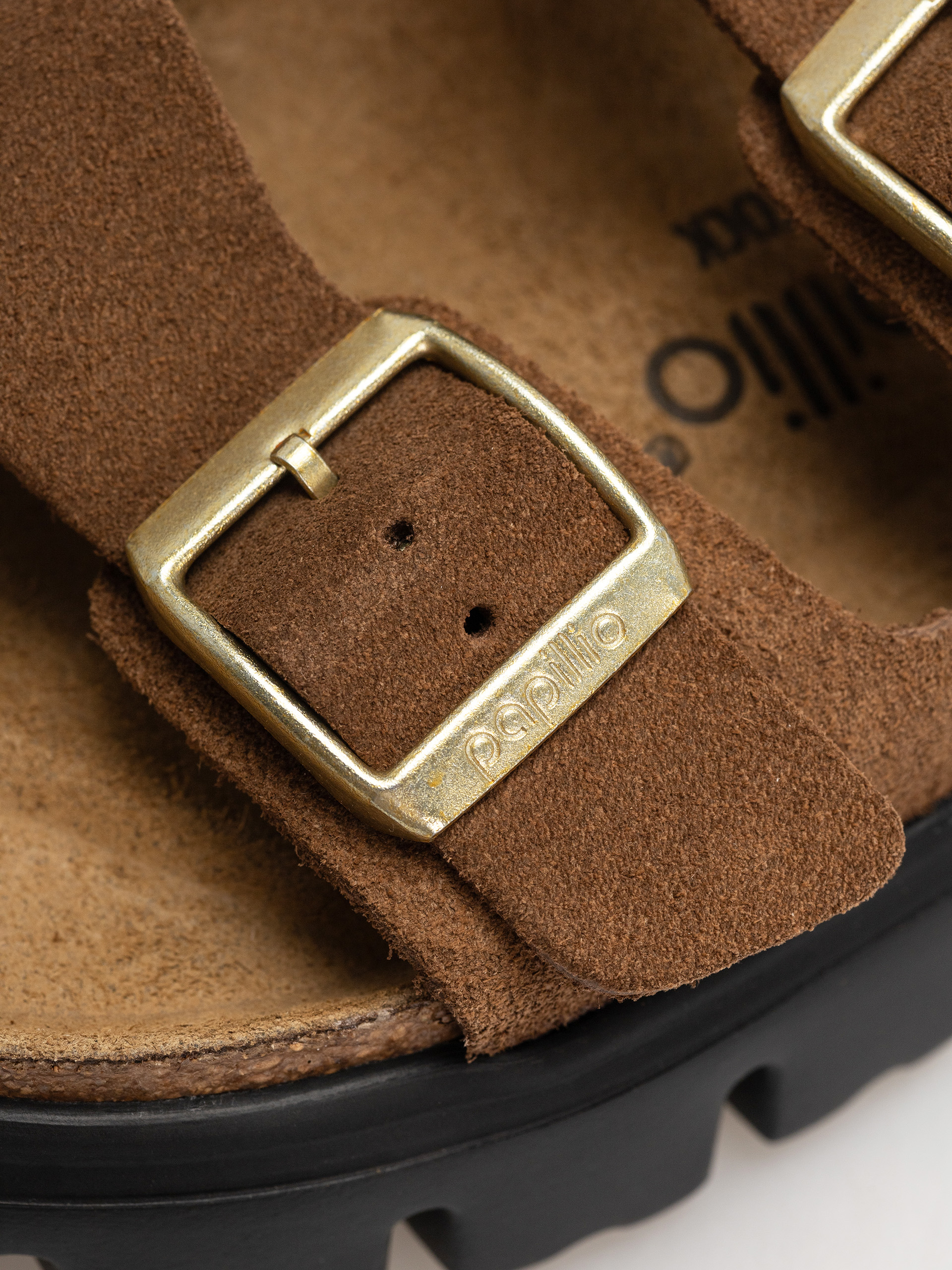 Klapki Birkenstock Arizona Chunky Suede Narrow Wmn (dark tea/black)