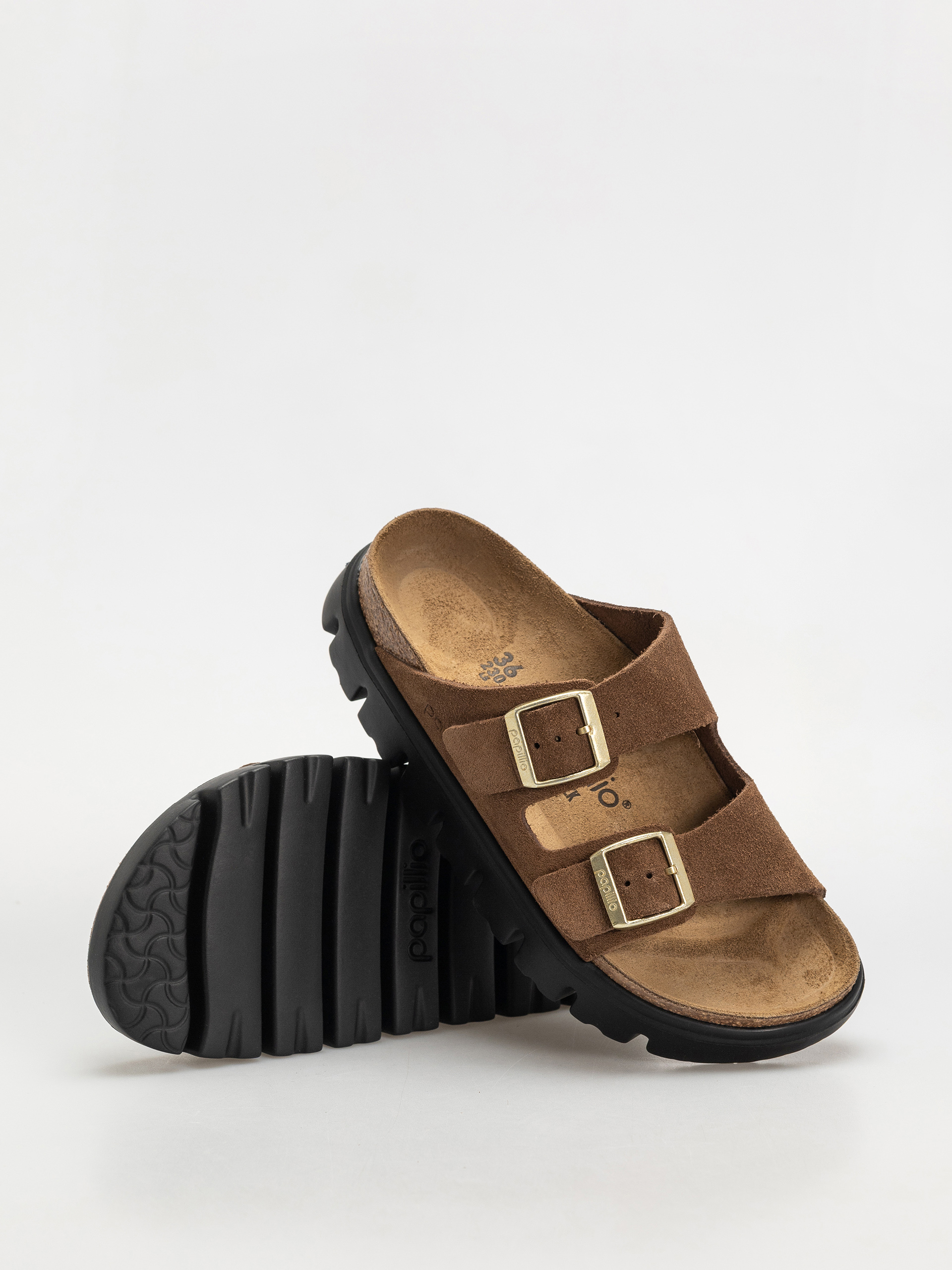 Klapki Birkenstock Arizona Chunky Suede Narrow Wmn (dark tea/black)