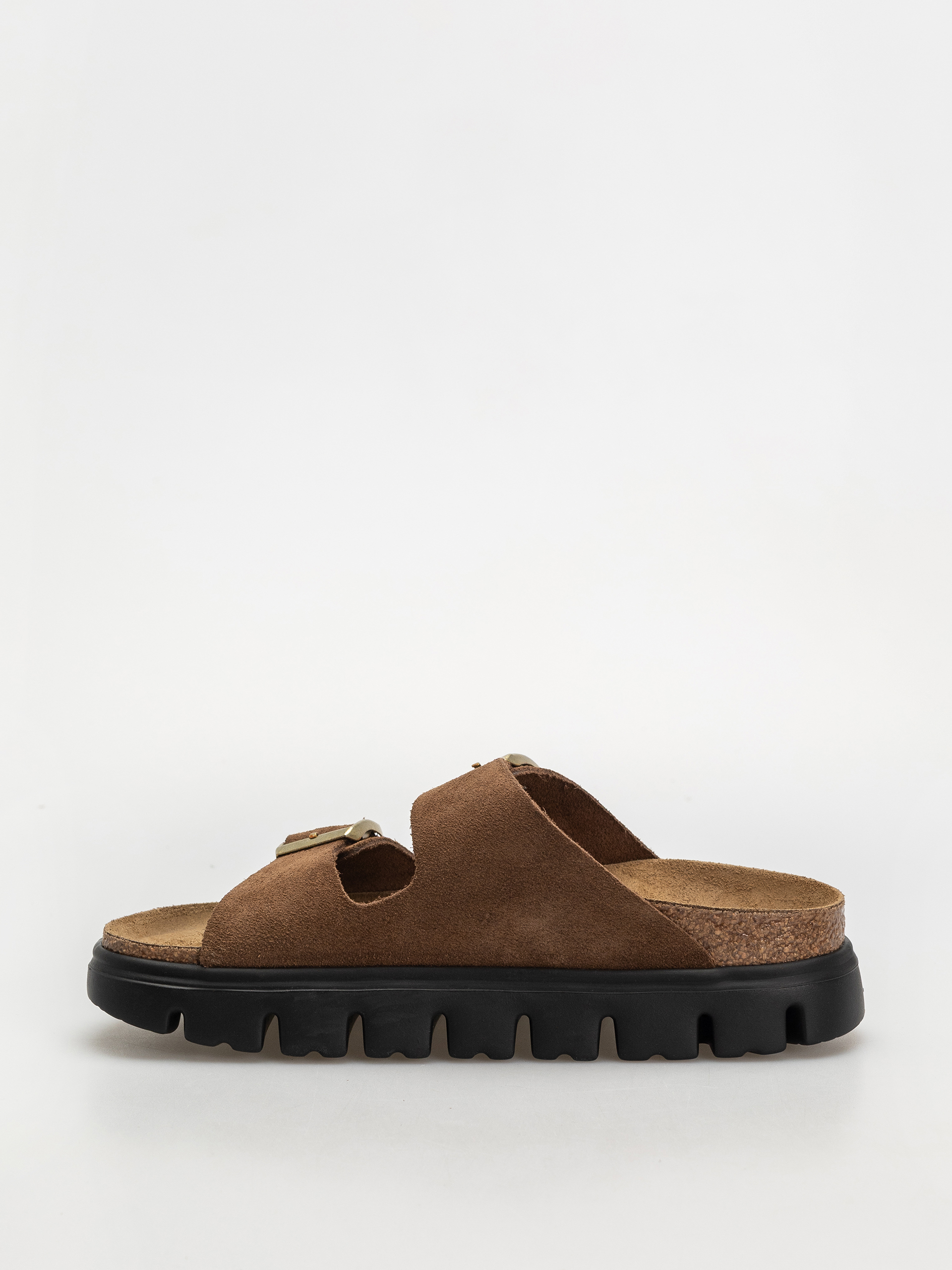 Klapki Birkenstock Arizona Chunky Suede Narrow Wmn (dark tea/black)