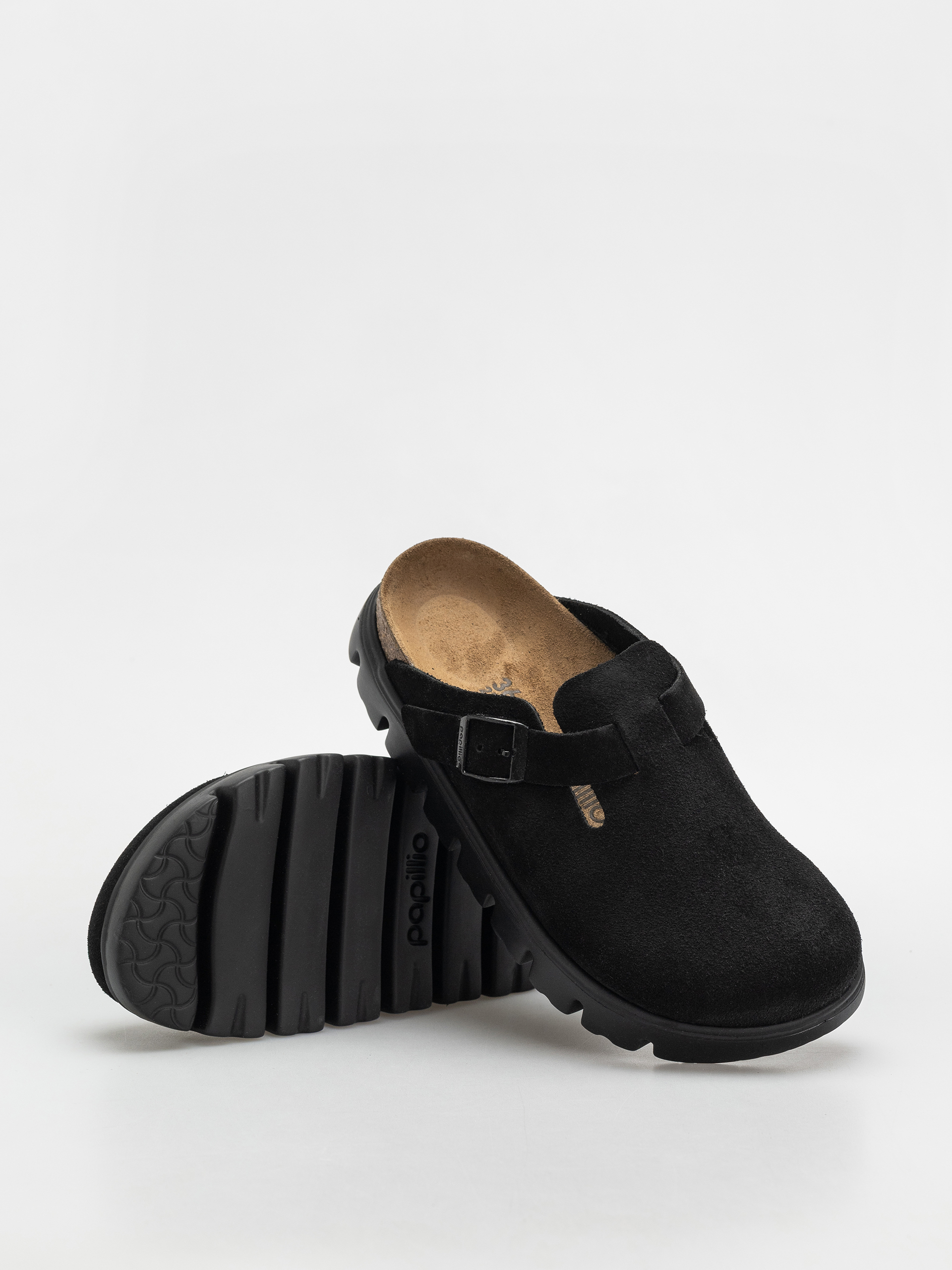 Klapki Birkenstock Boston Chunky Suede Narrow Wmn (black/black)