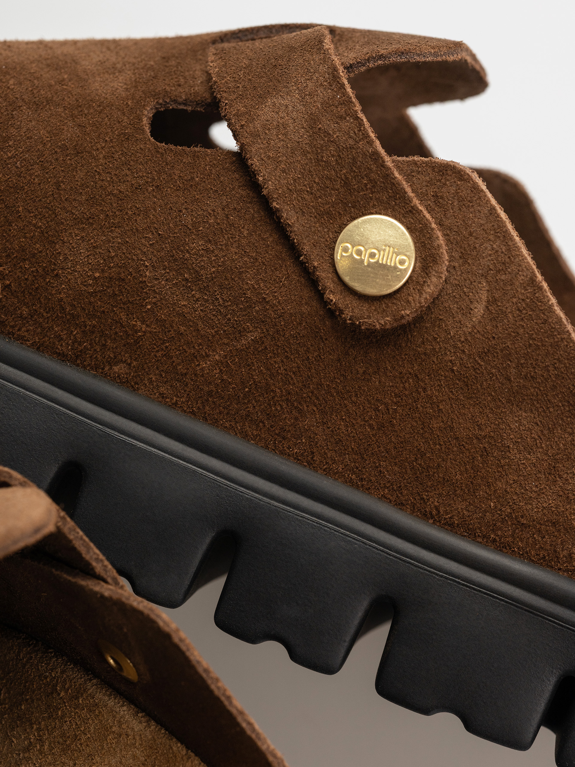 Klapki Birkenstock Boston Chunky Suede Narrow Wmn (dark tea/black)