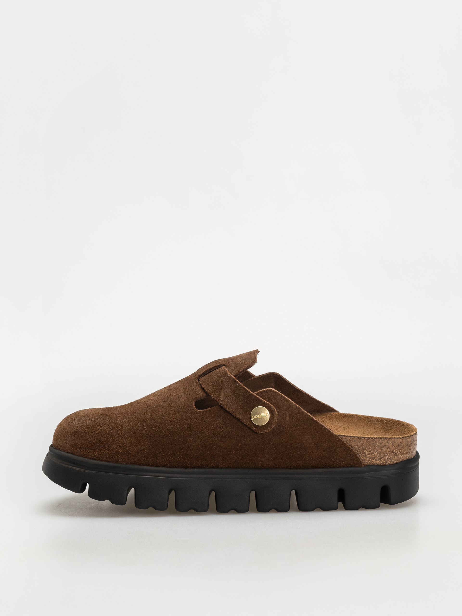 Klapki Birkenstock Boston Chunky Suede Narrow Wmn (dark tea/black)