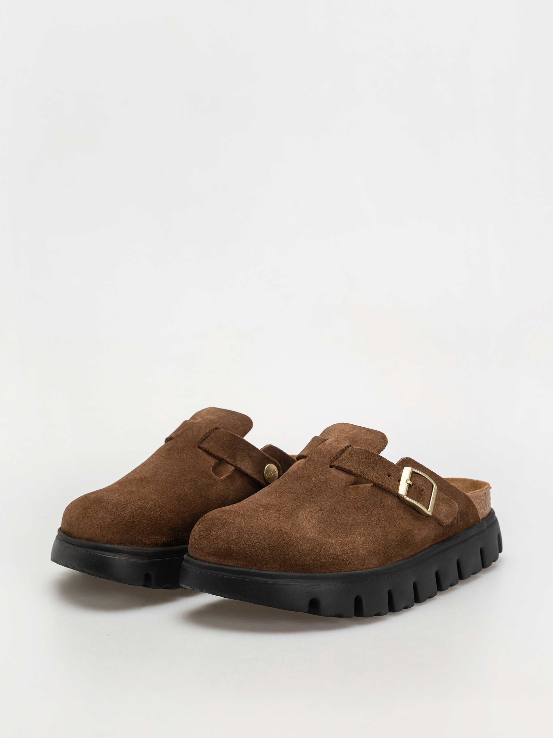 Klapki Birkenstock Boston Chunky Suede Narrow Wmn (dark tea/black)