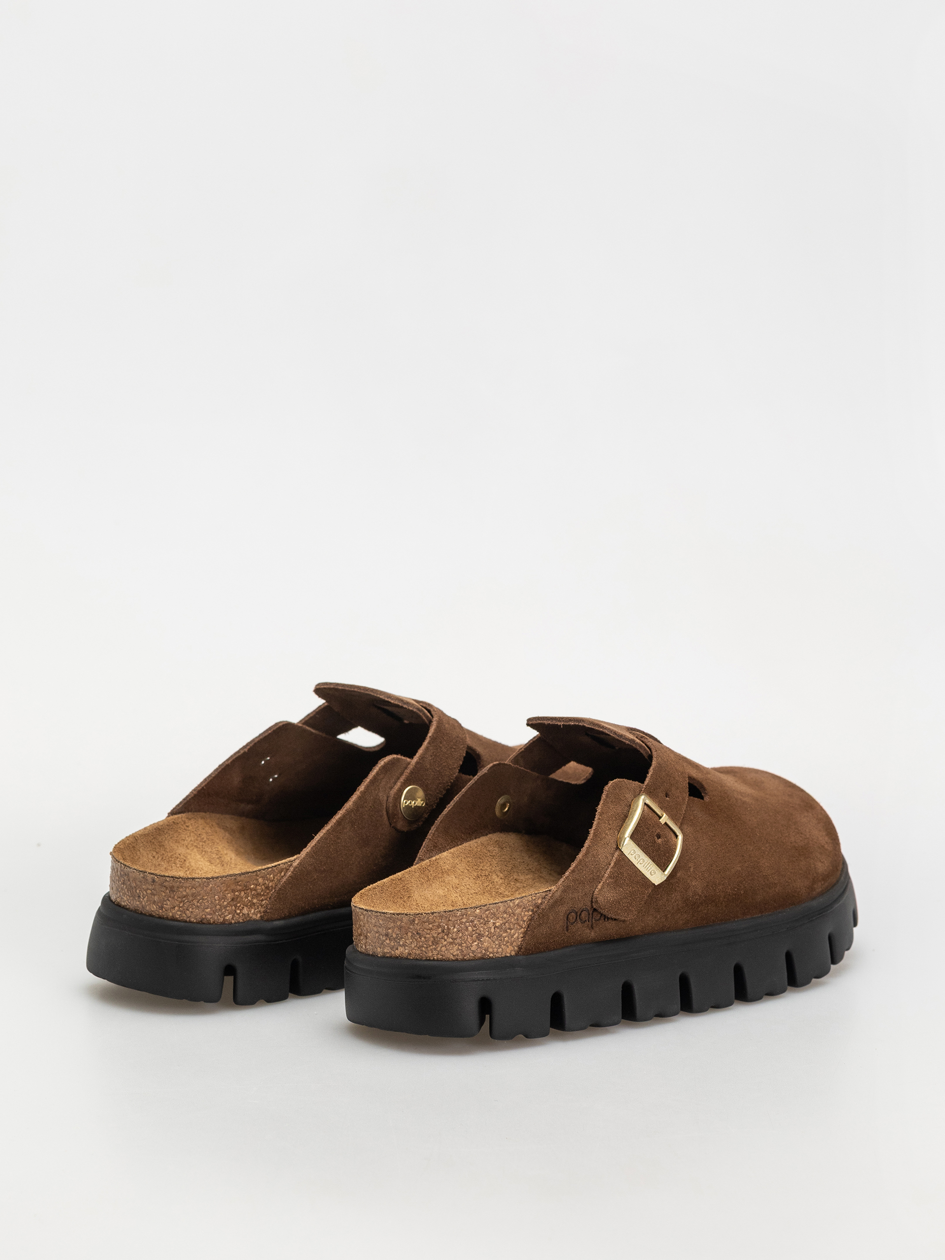 Klapki Birkenstock Boston Chunky Suede Narrow Wmn (dark tea/black)
