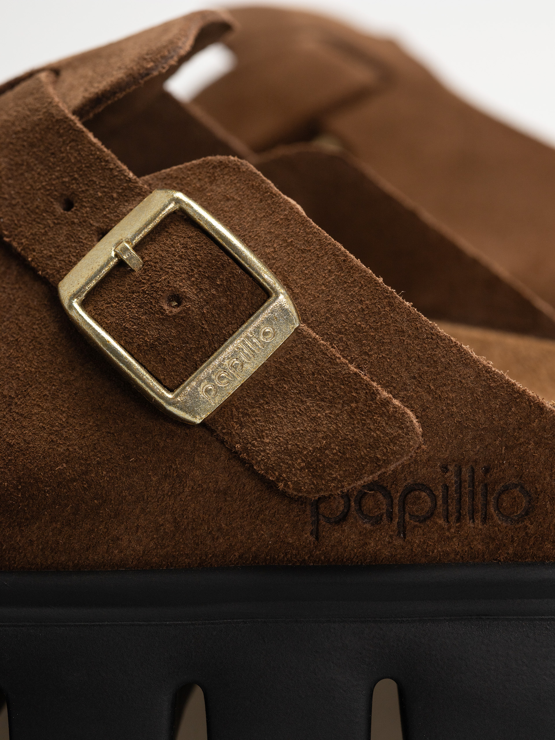 Klapki Birkenstock Boston Chunky Suede Narrow Wmn (dark tea/black)