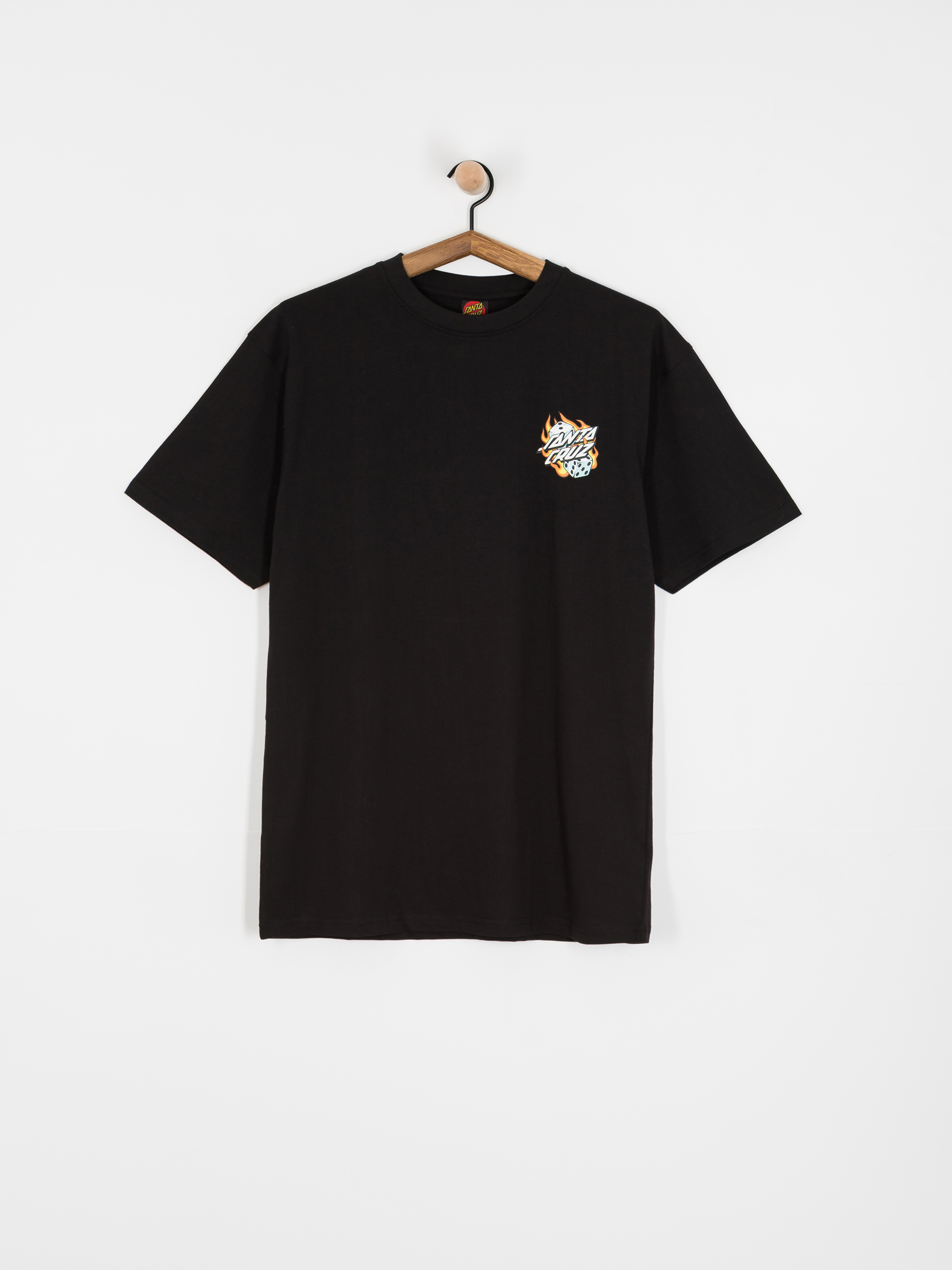 T-shirt Santa Cruz Flaming Dice Dot Chest (black)