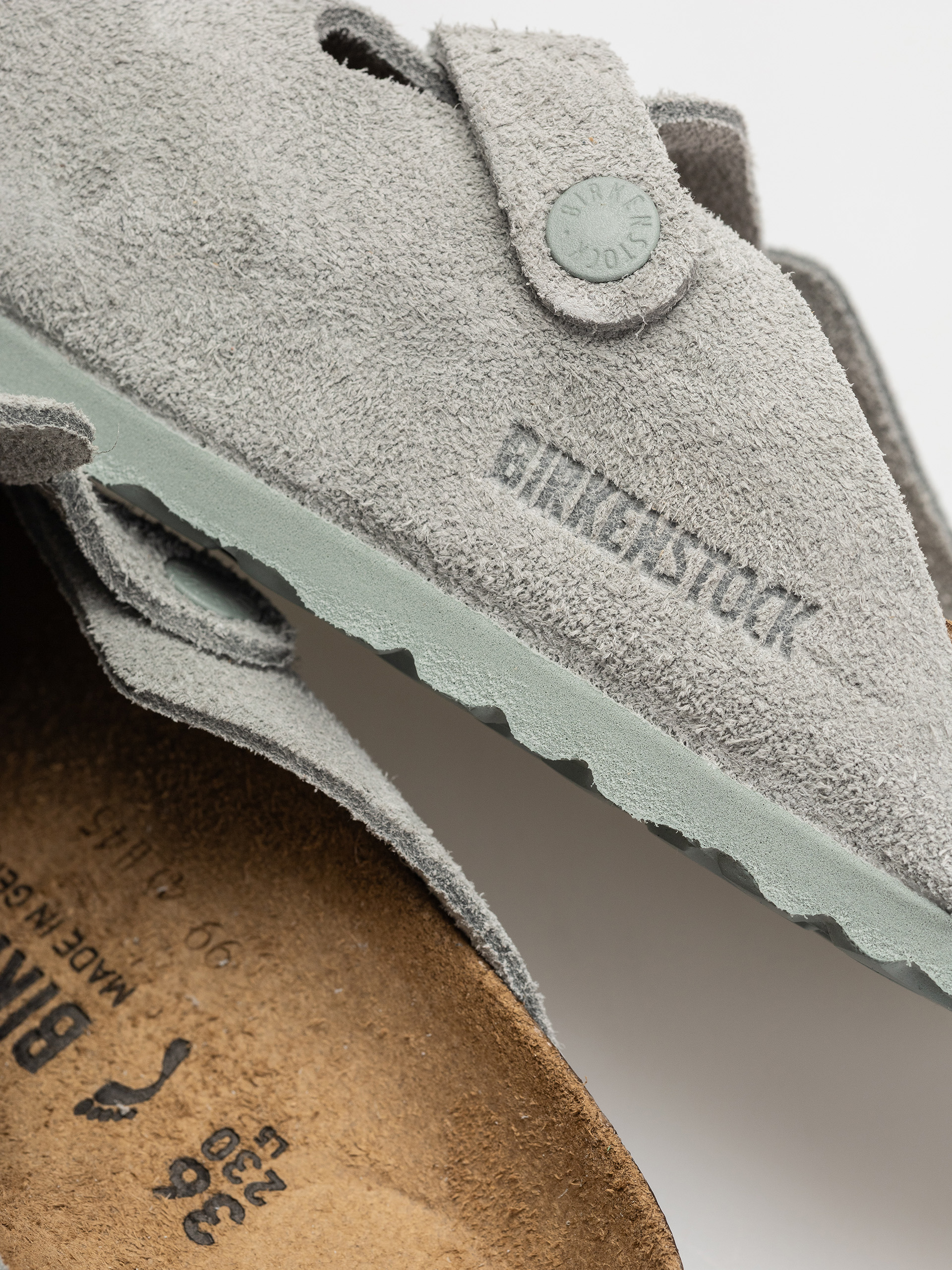 Klapki Birkenstock Boston Suede Leather Narrow Wmn (pure sage)