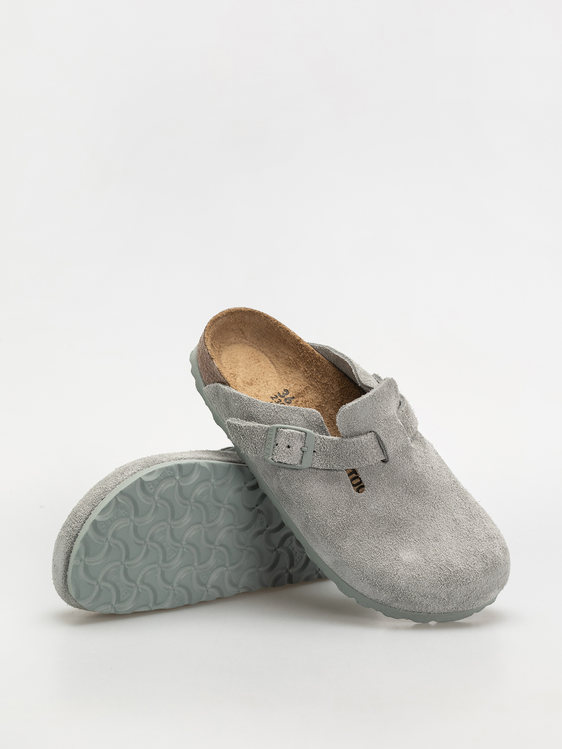Klapki Birkenstock Boston Suede Leather Narrow Wmn (pure sage)