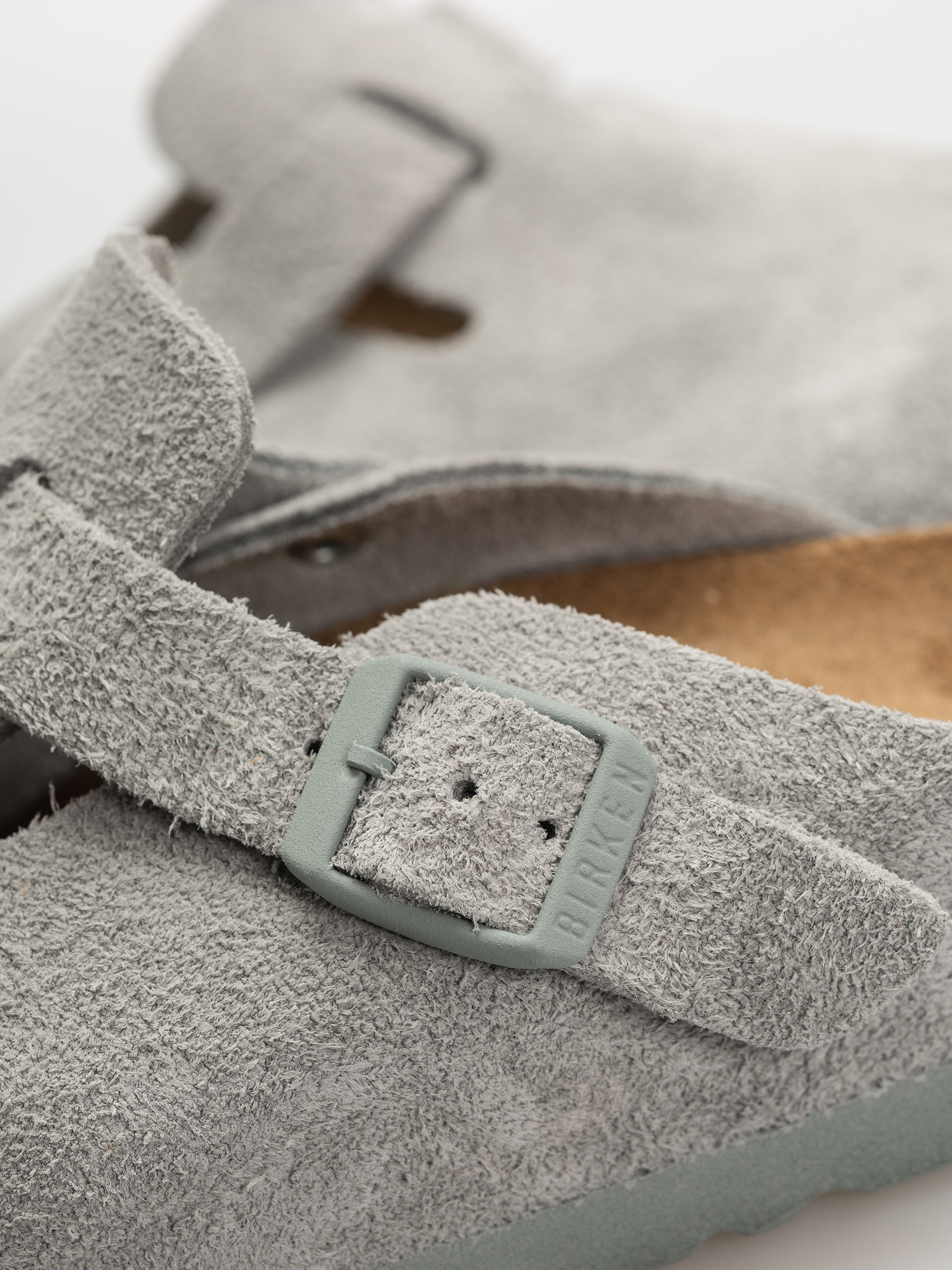 Klapki Birkenstock Boston Suede Leather Narrow Wmn (pure sage)