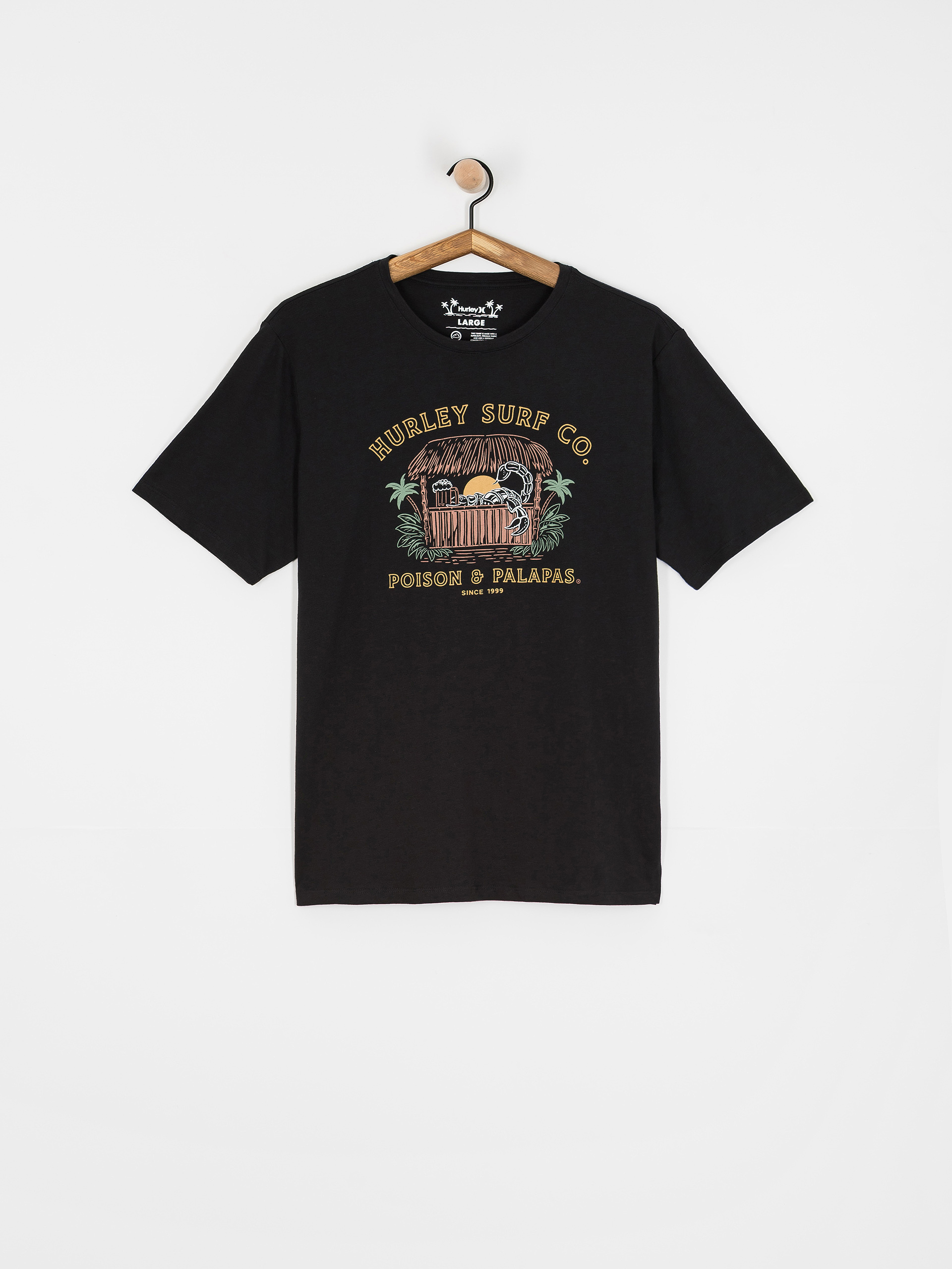 Hurley Maglietta Uomo Everyday Washed Poison + Palapas - 100% Cotone, Tessuto Jersey Peso Medio, Taglia Unica