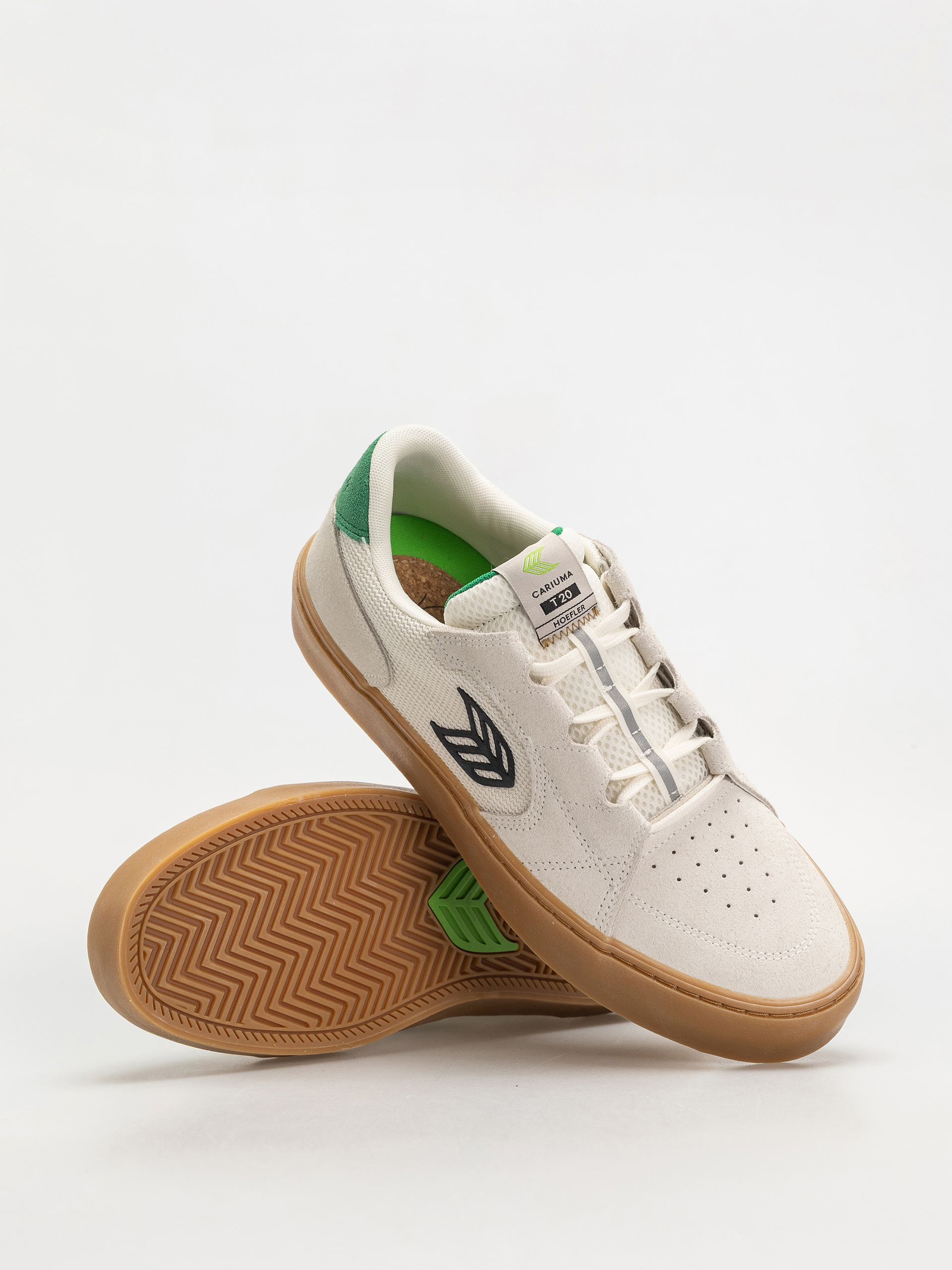Buty Cariuma T20 Pro (gum smoke white suede and mesh black logo green)
