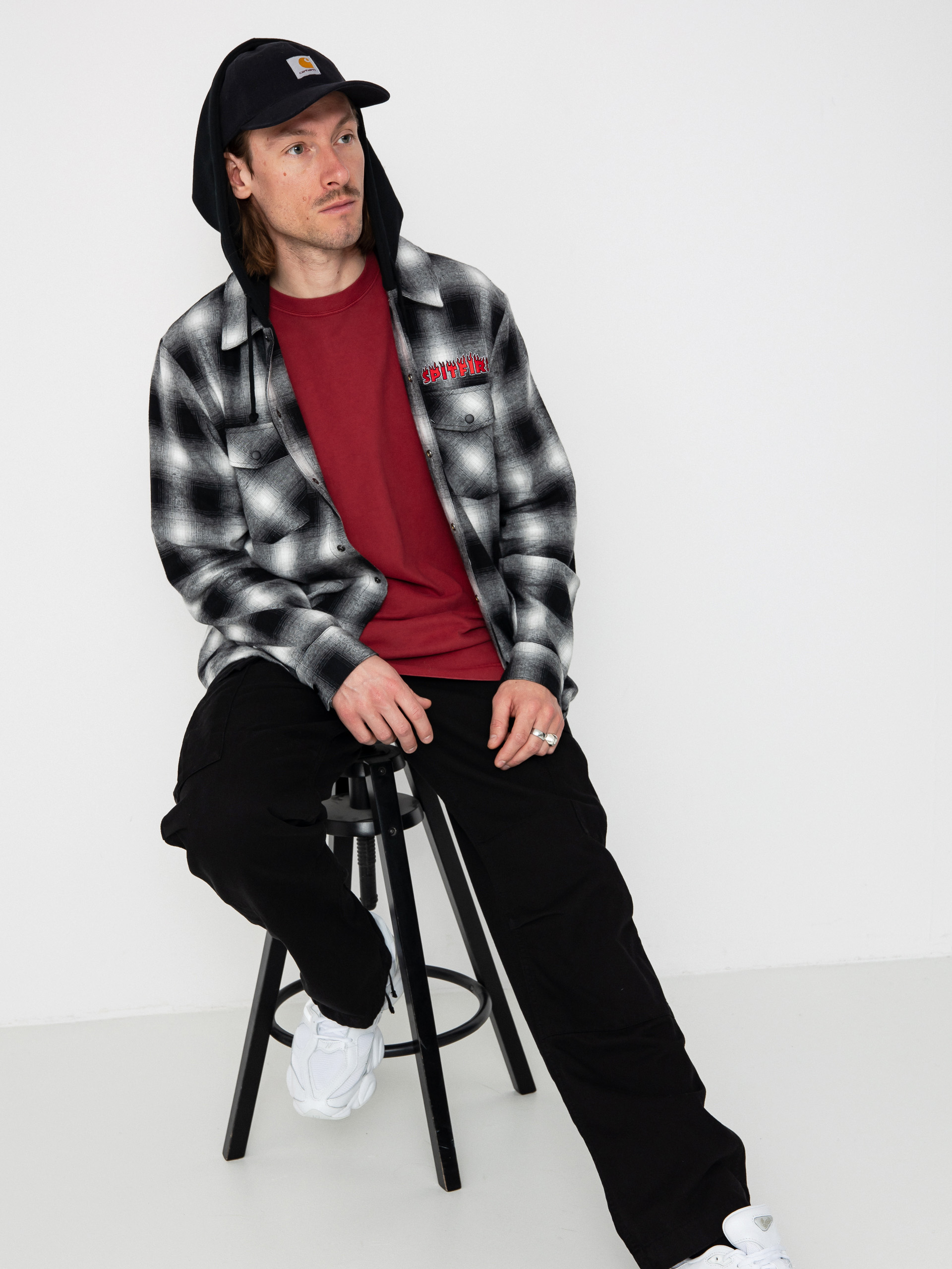 Koszula Spitfire Demonseed Hooded Flannel (black/white/multi color embroideries)