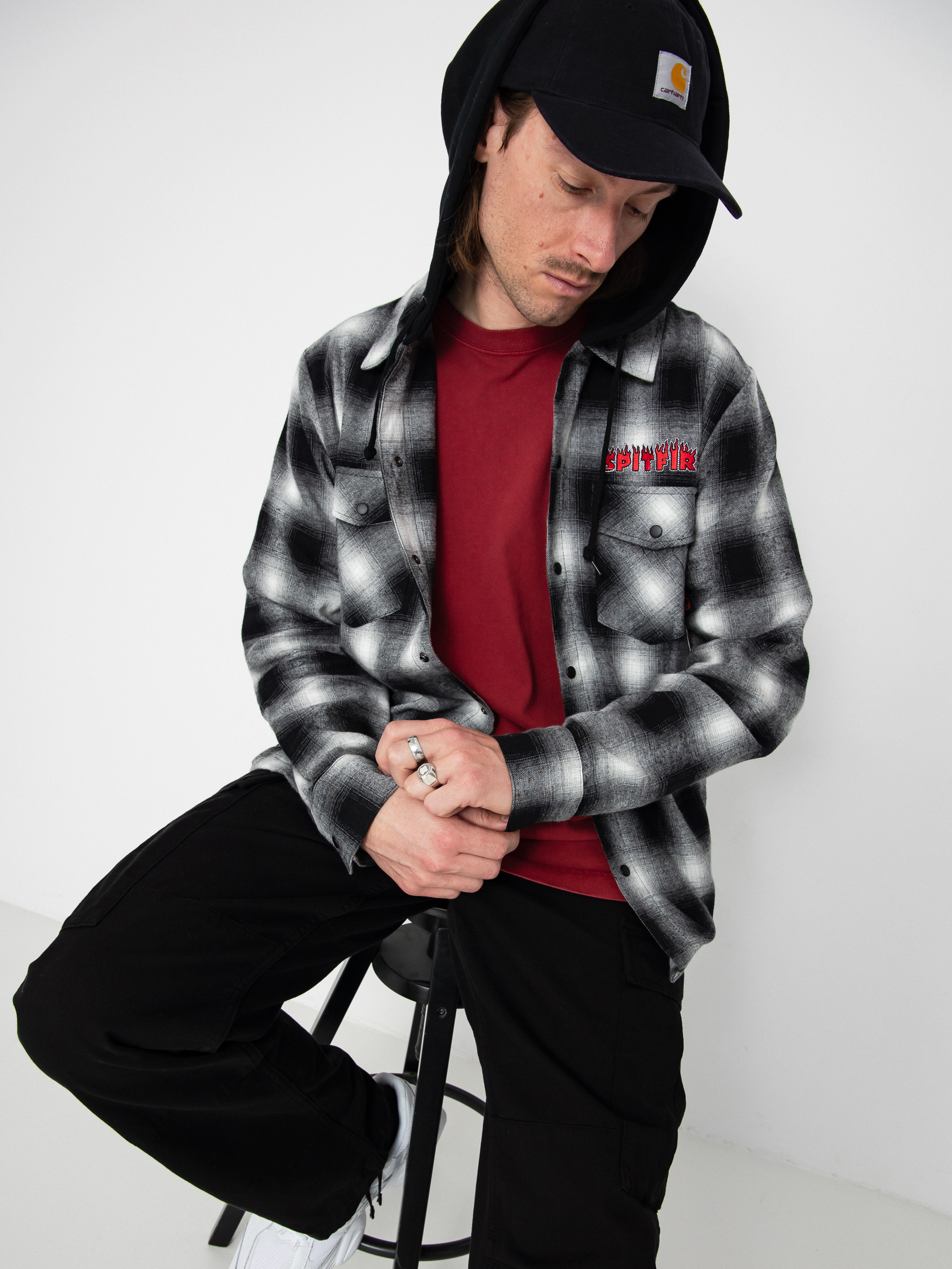 Koszula Spitfire Demonseed Hooded Flannel (black/white/multi color embroideries)