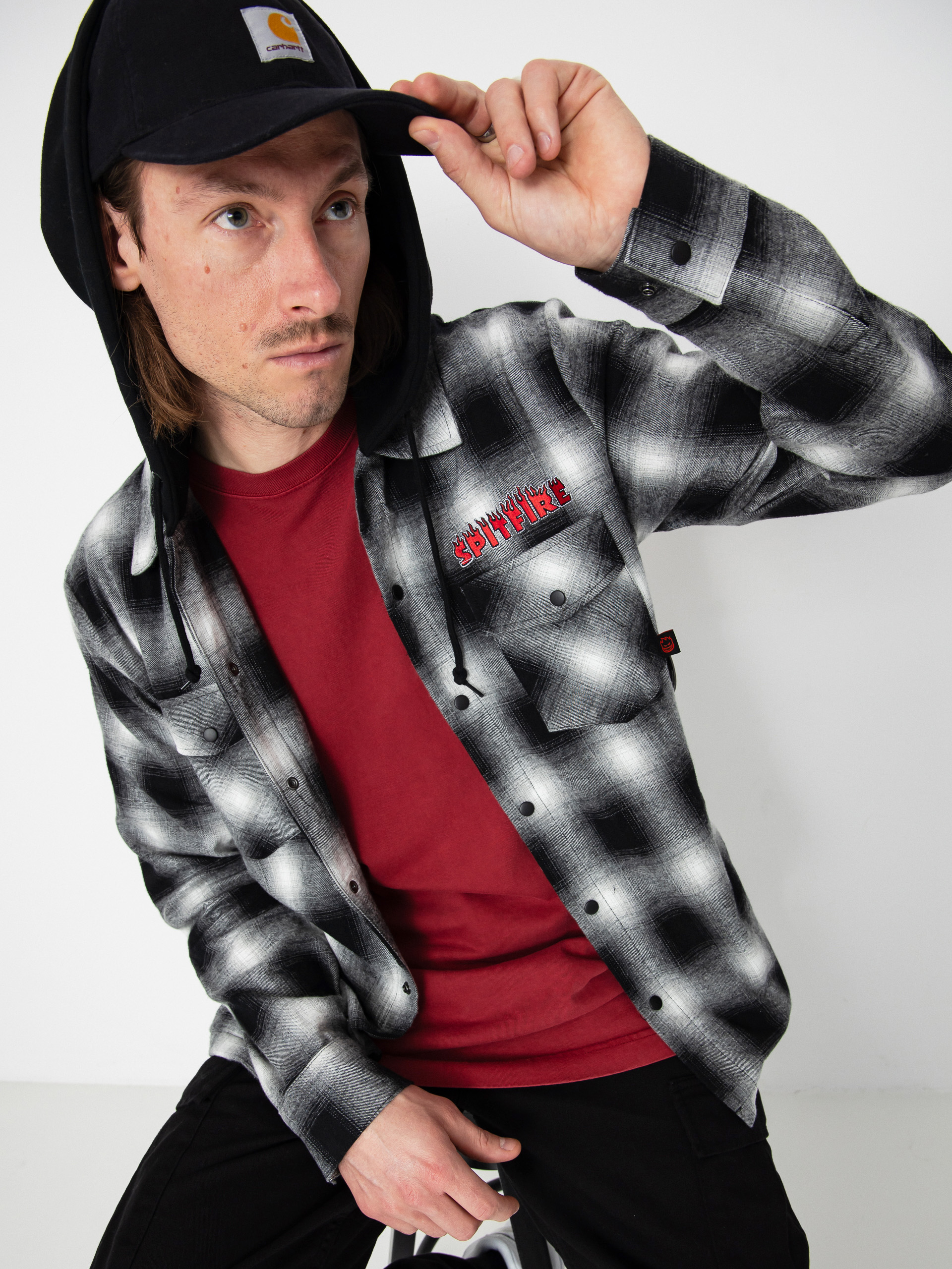 Koszula Spitfire Demonseed Hooded Flannel (black/white/multi color embroideries)