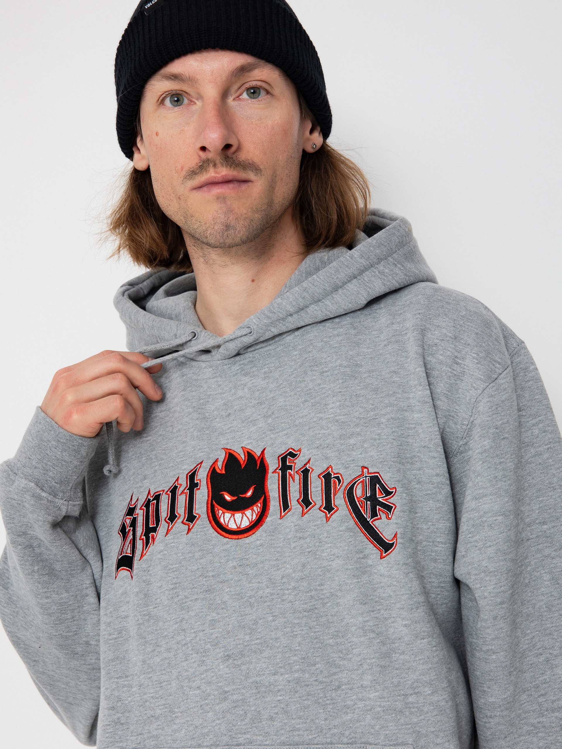 Bluza z kapturem Spitfire Immortal Fire Emb HD (grey heather)