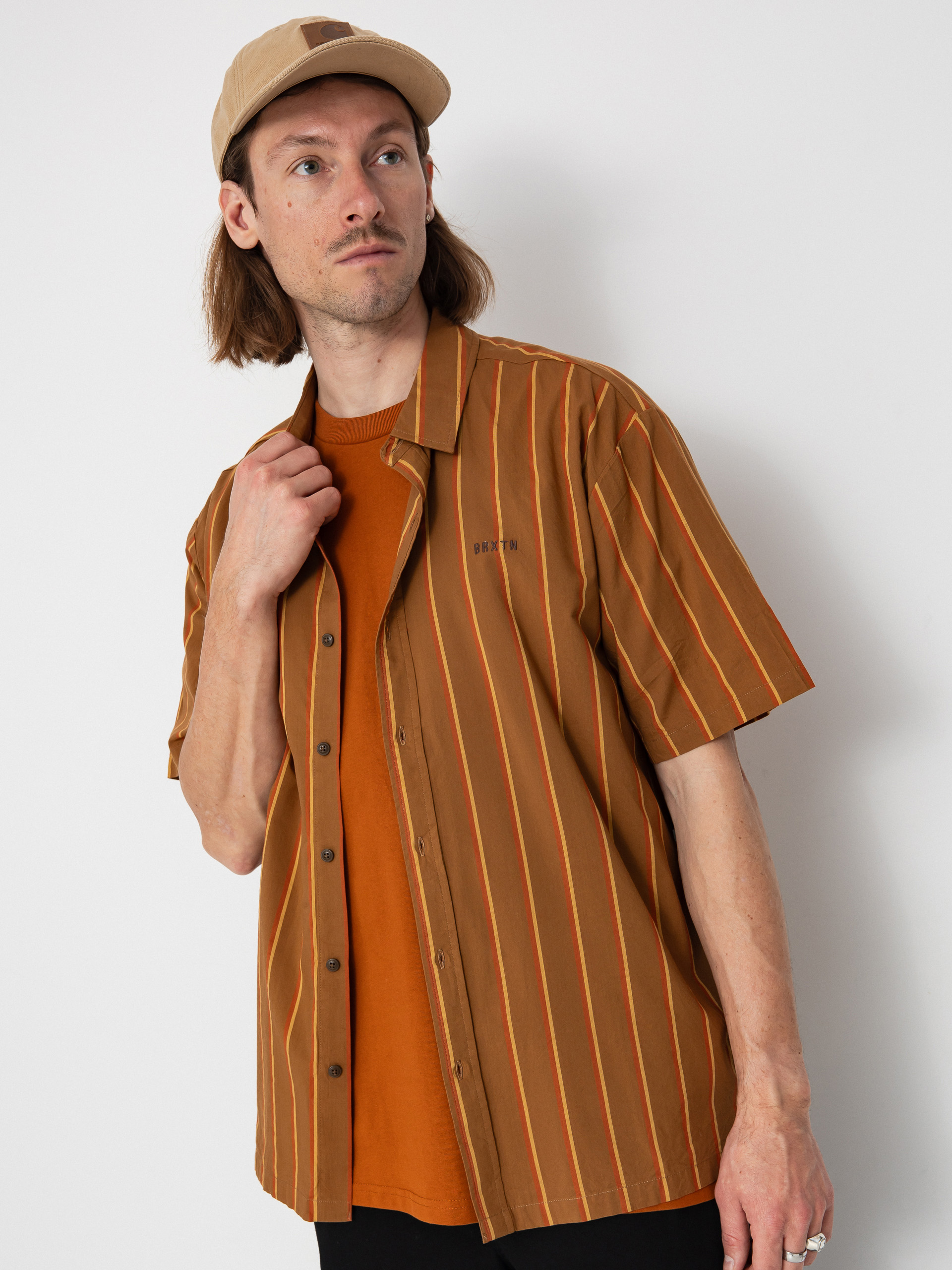 Koszula Brixton Cru Stripe (washed copper/burnt red/sunset)