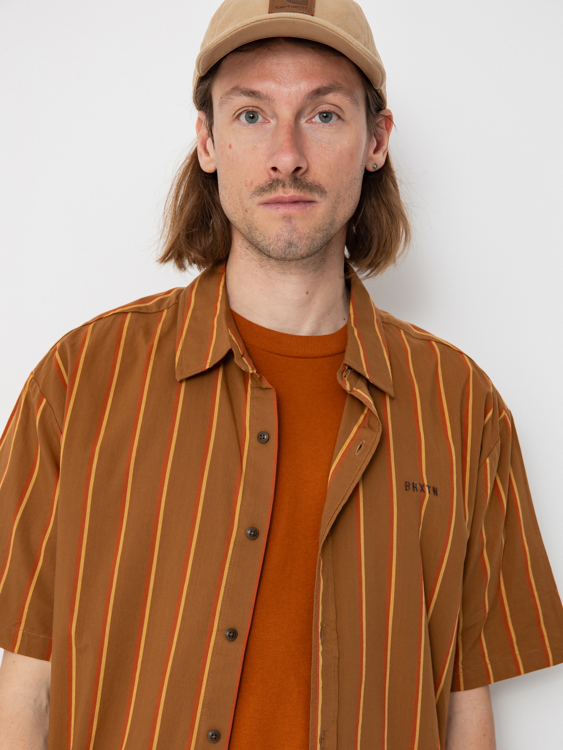 Koszula Brixton Cru Stripe (washed copper/burnt red/sunset)