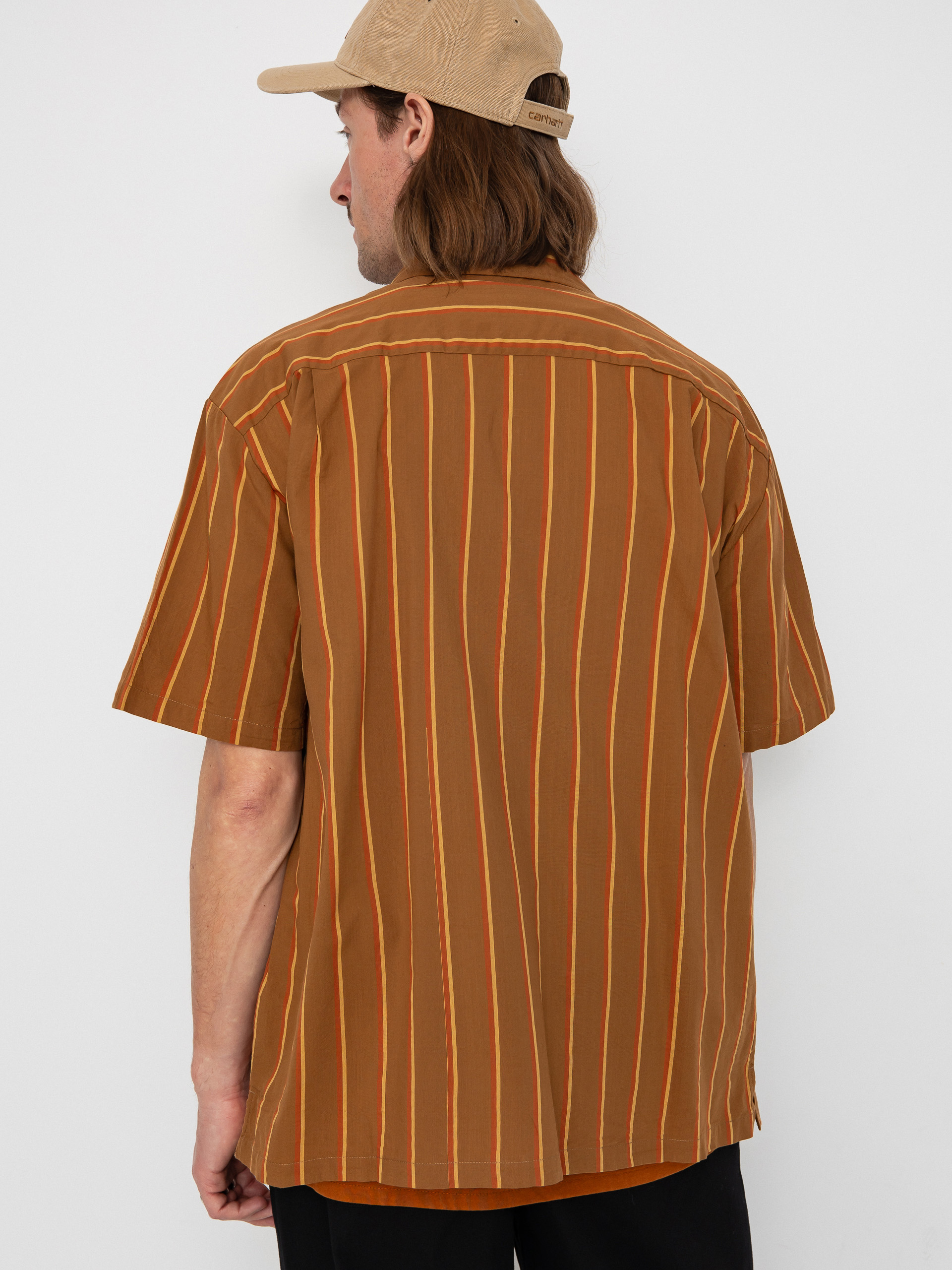 Koszula Brixton Cru Stripe (washed copper/burnt red/sunset)