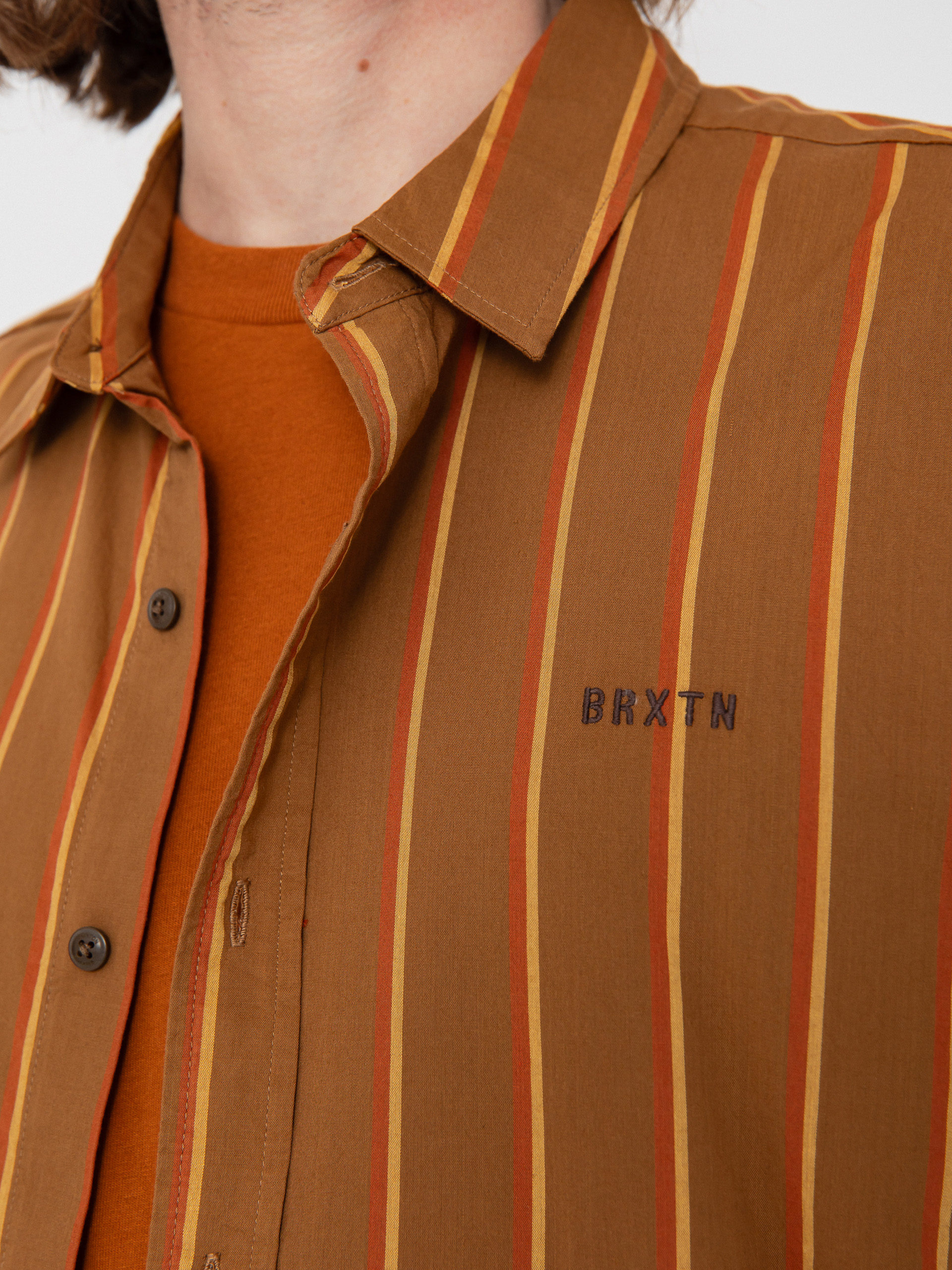 Koszula Brixton Cru Stripe (washed copper/burnt red/sunset)
