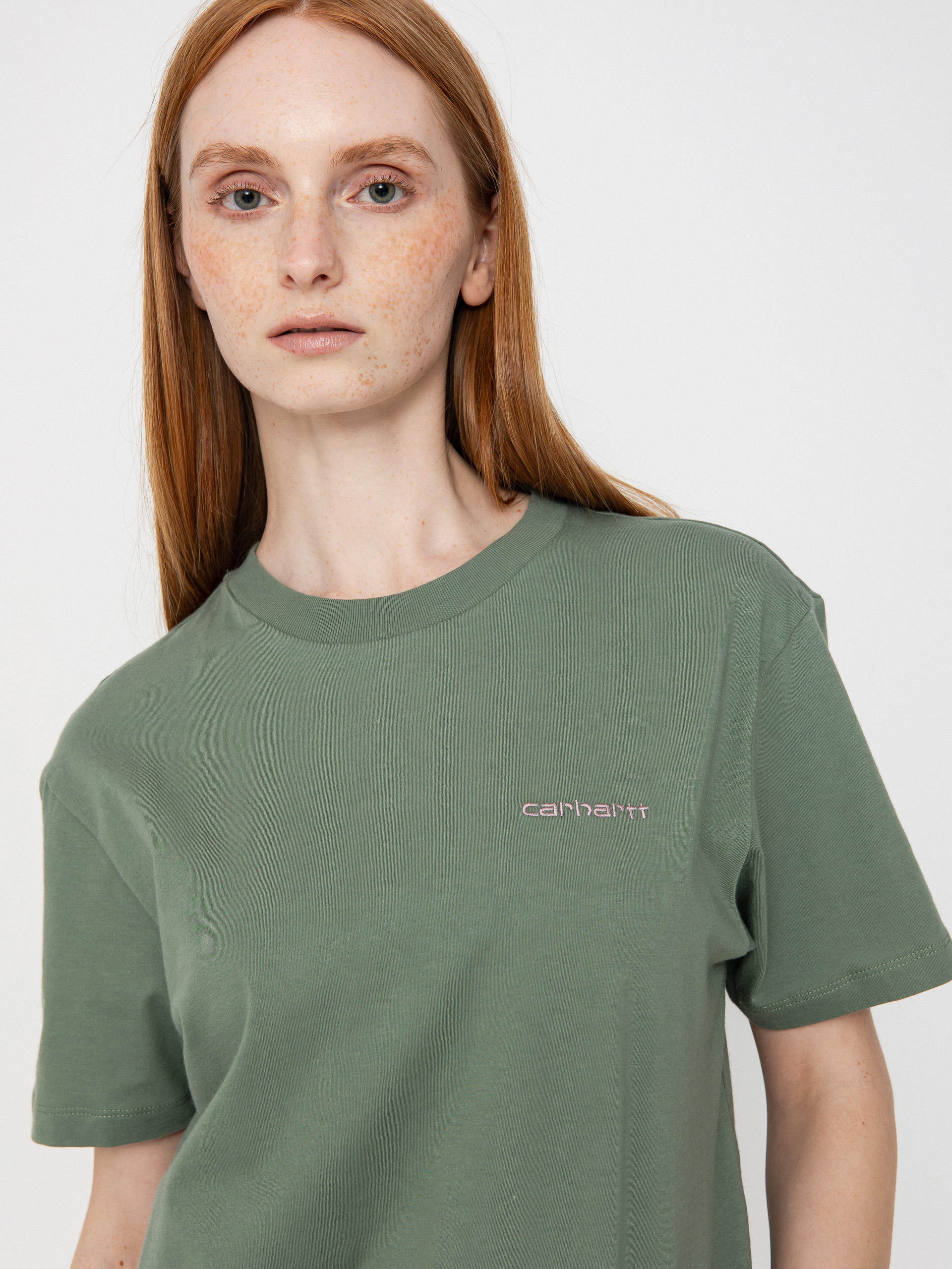 T-shirt Carhartt WIP Script Embroidery Wmn (park/hortensia)