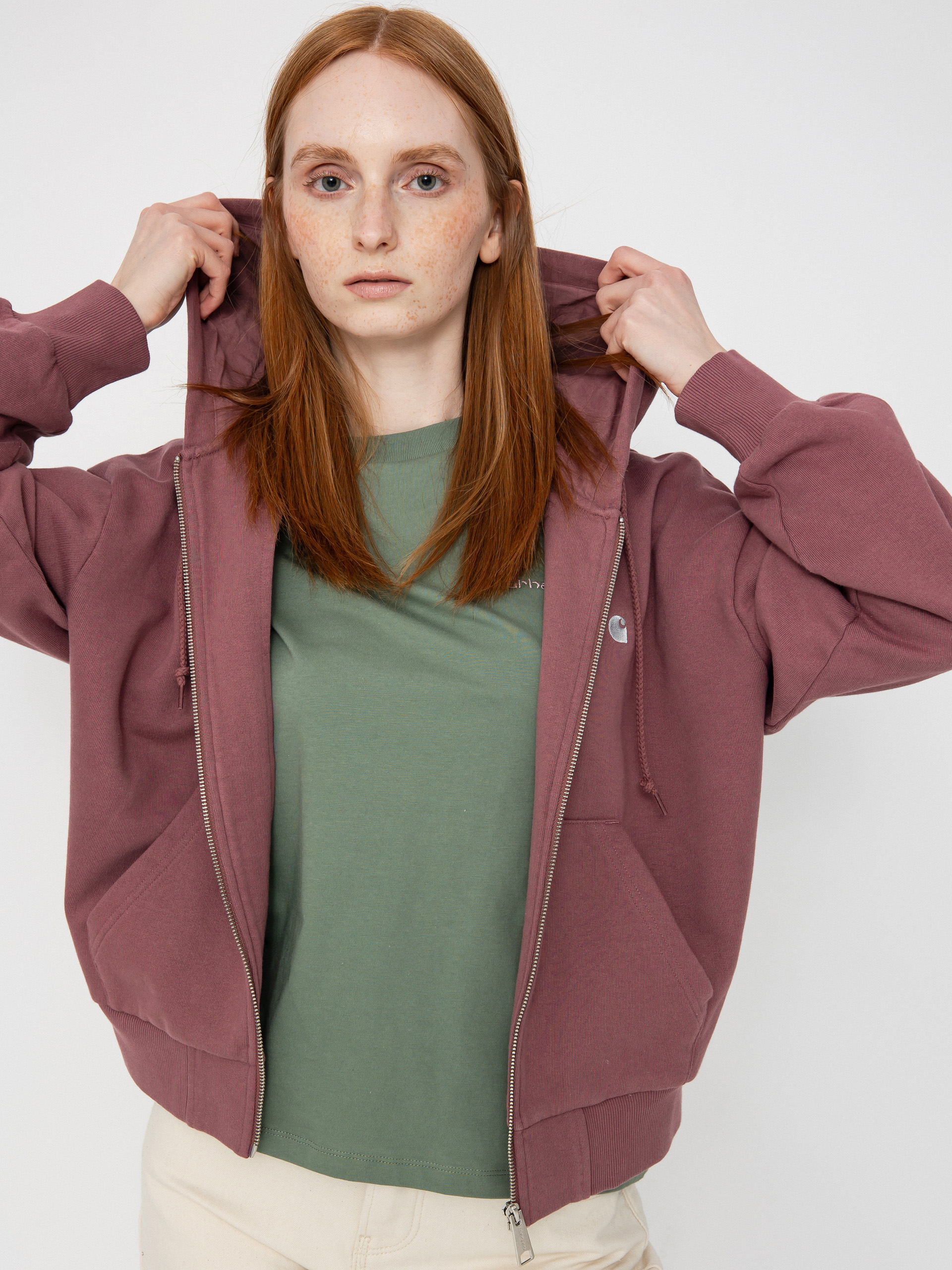 Bluza z kapturem Carhartt WIP Casey ZHD Wmn (dusky pink/silver)