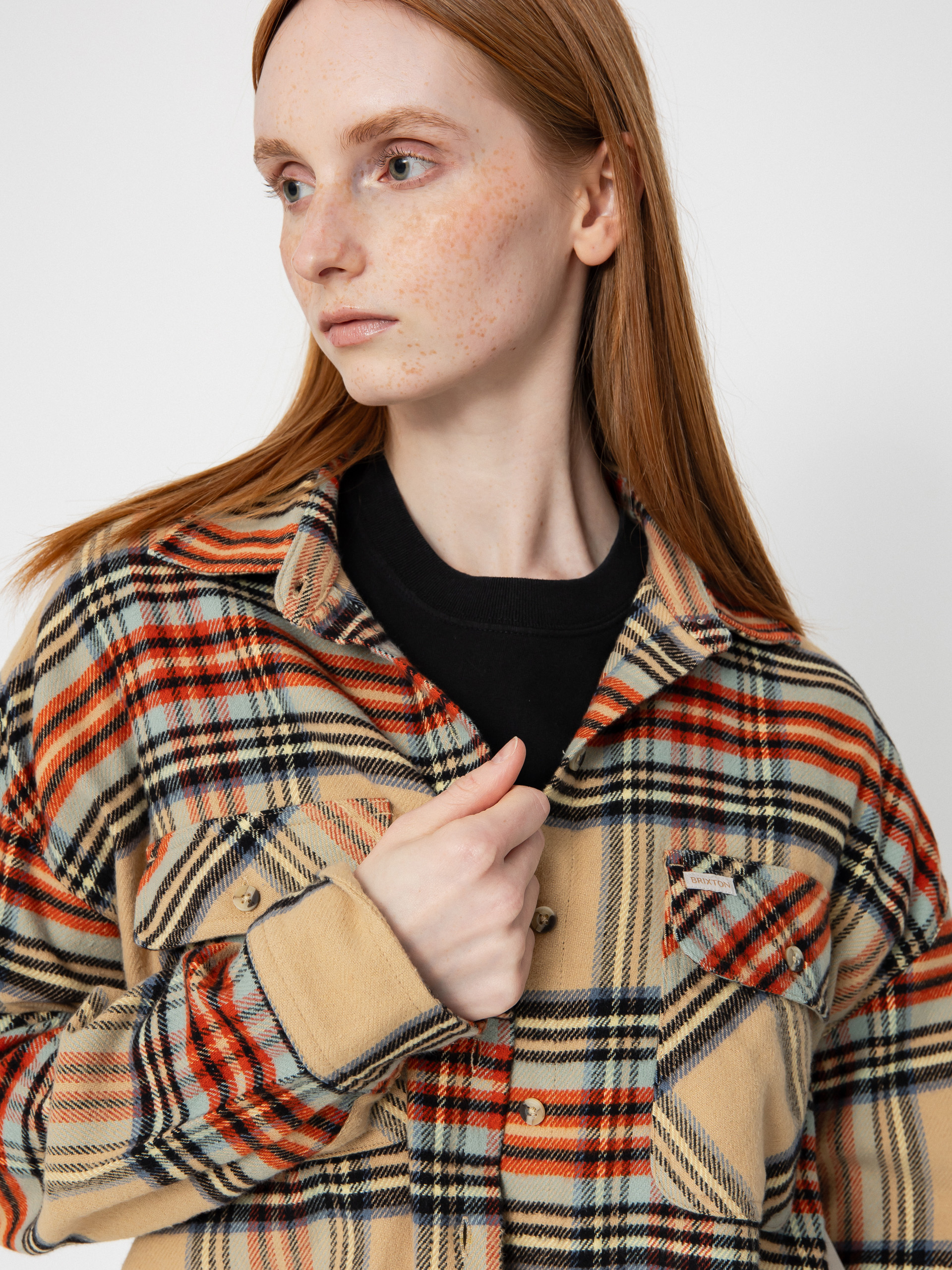 Koszula Brixton Bowery Classic Flannel Wmn (sand/burnt brick/black plaid)