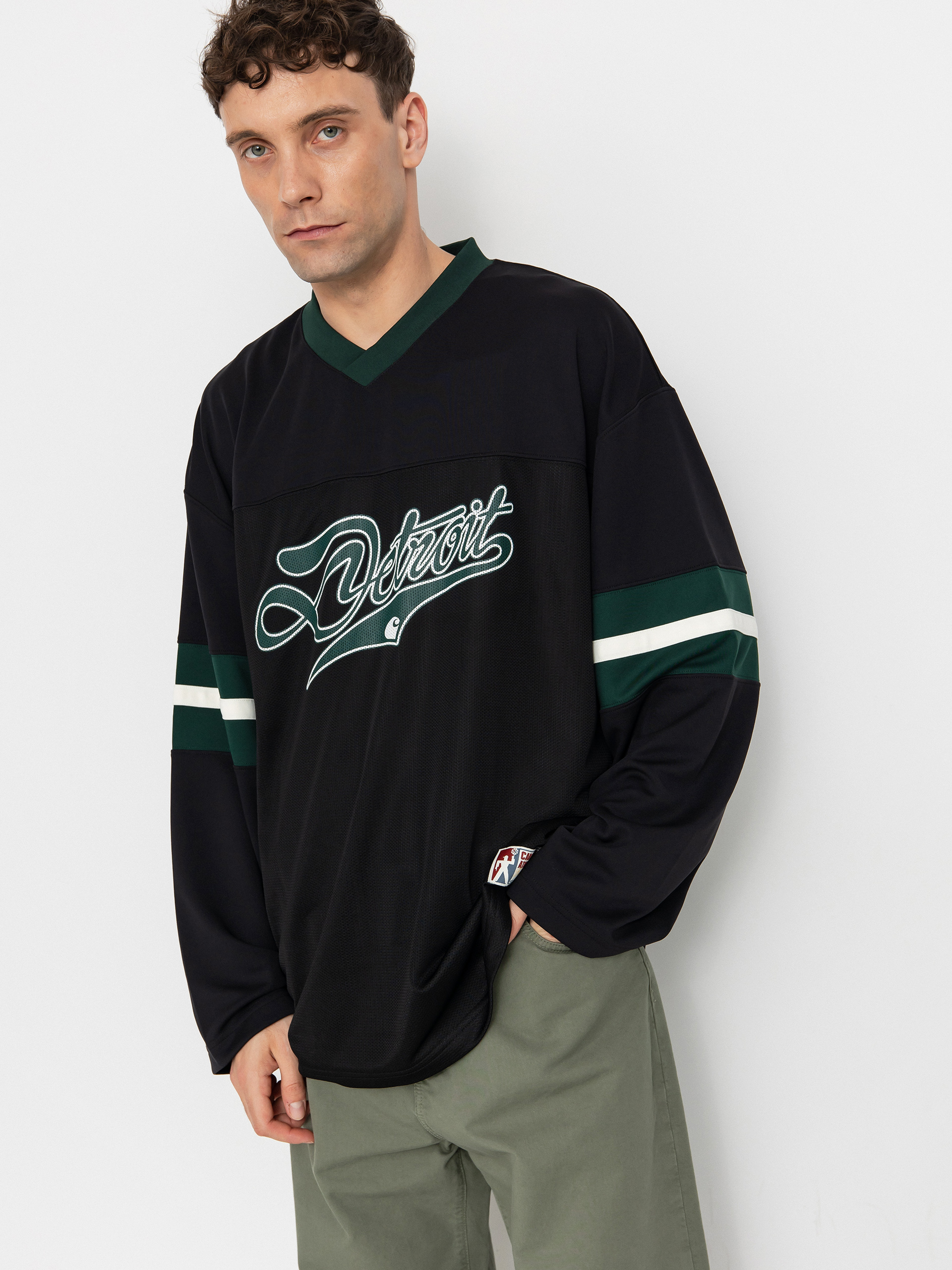 Longsleeve Carhartt WIP Detroit Mesh (black/conifer/wax)