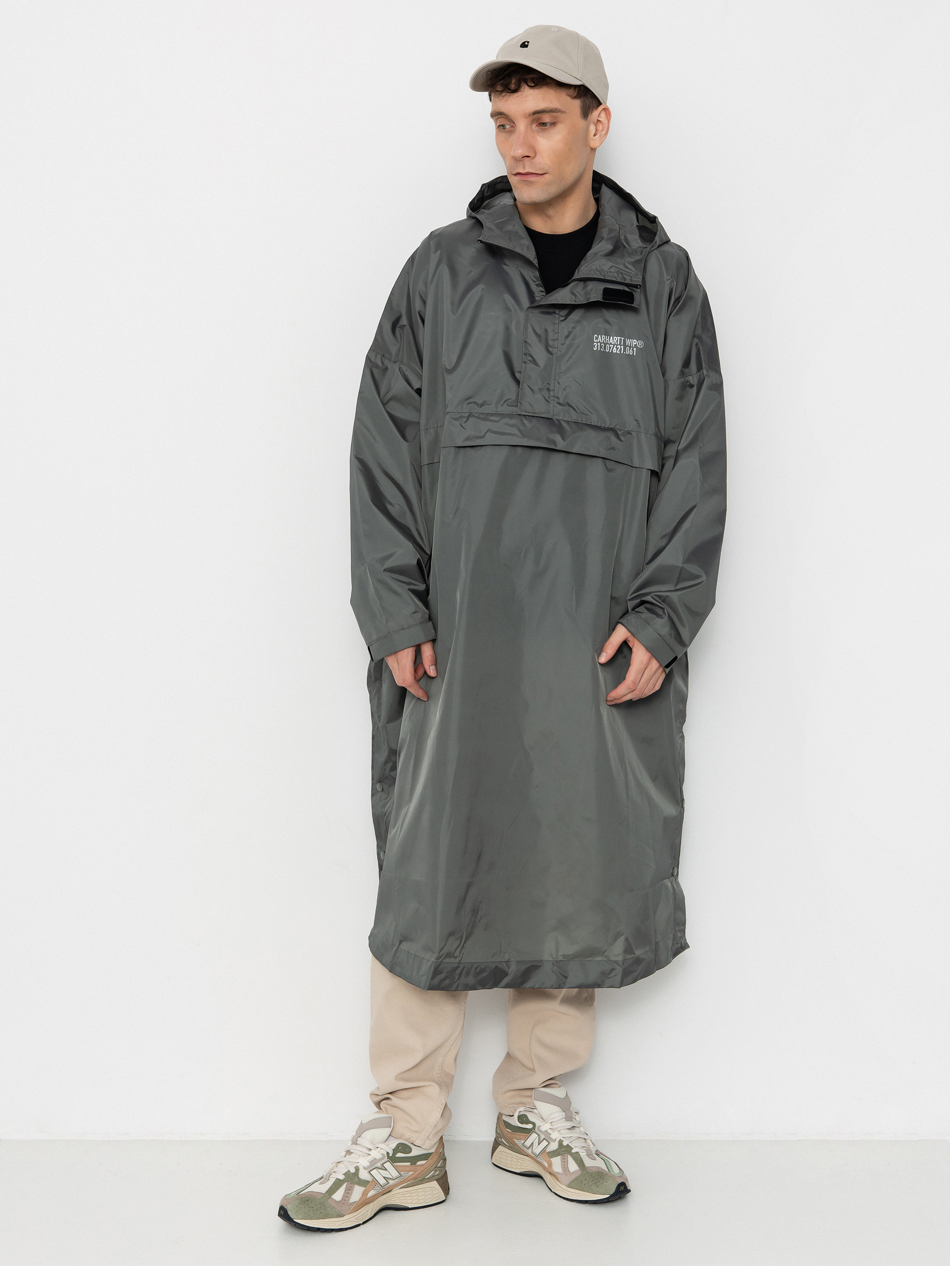Peleryna Carhartt WIP Tour Packable Rain Poncho (smoke green/reflective)
