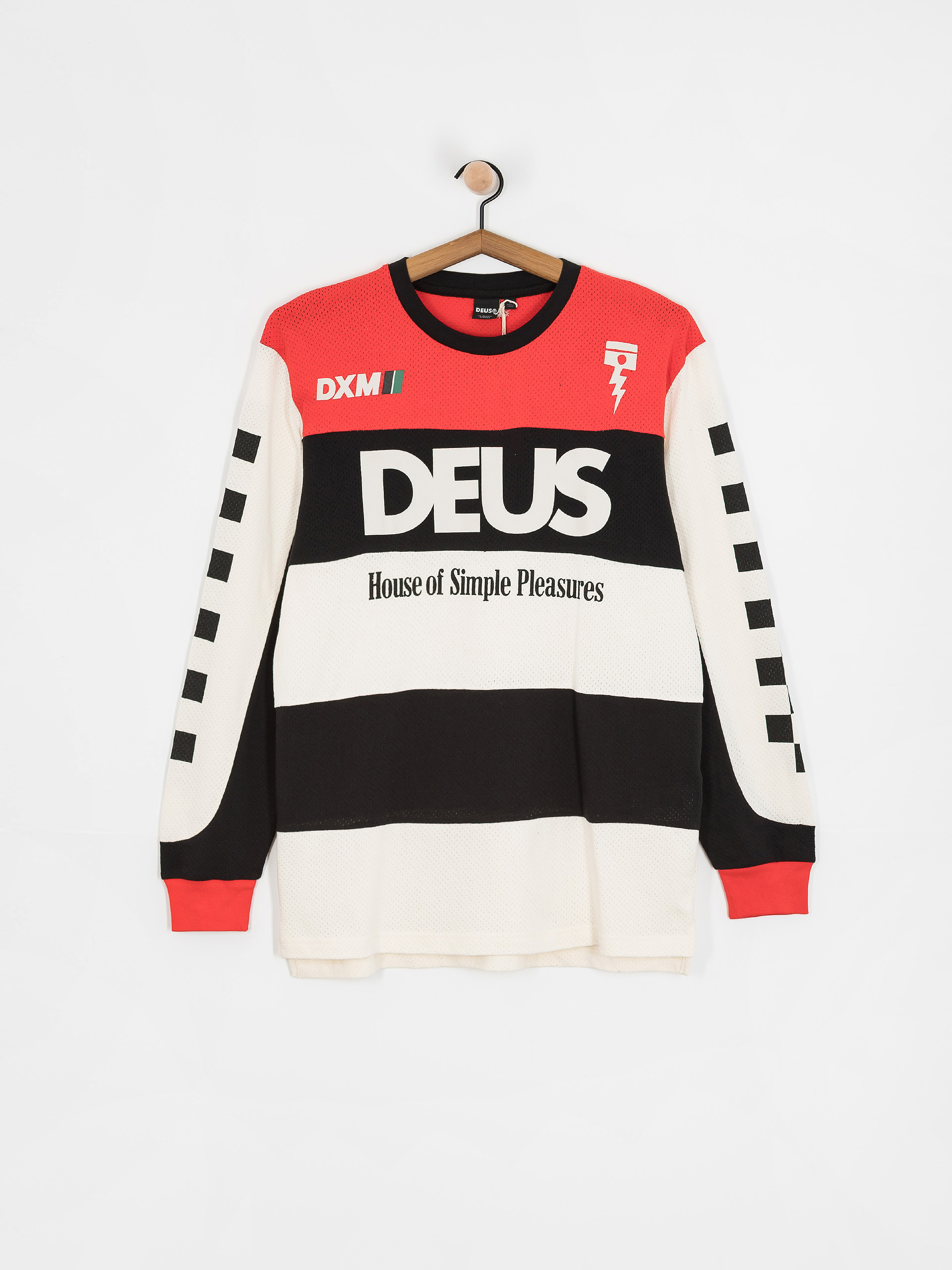 Longsleeve Deus Ex Machina Vilander Moto Jersey (valiant red combo)