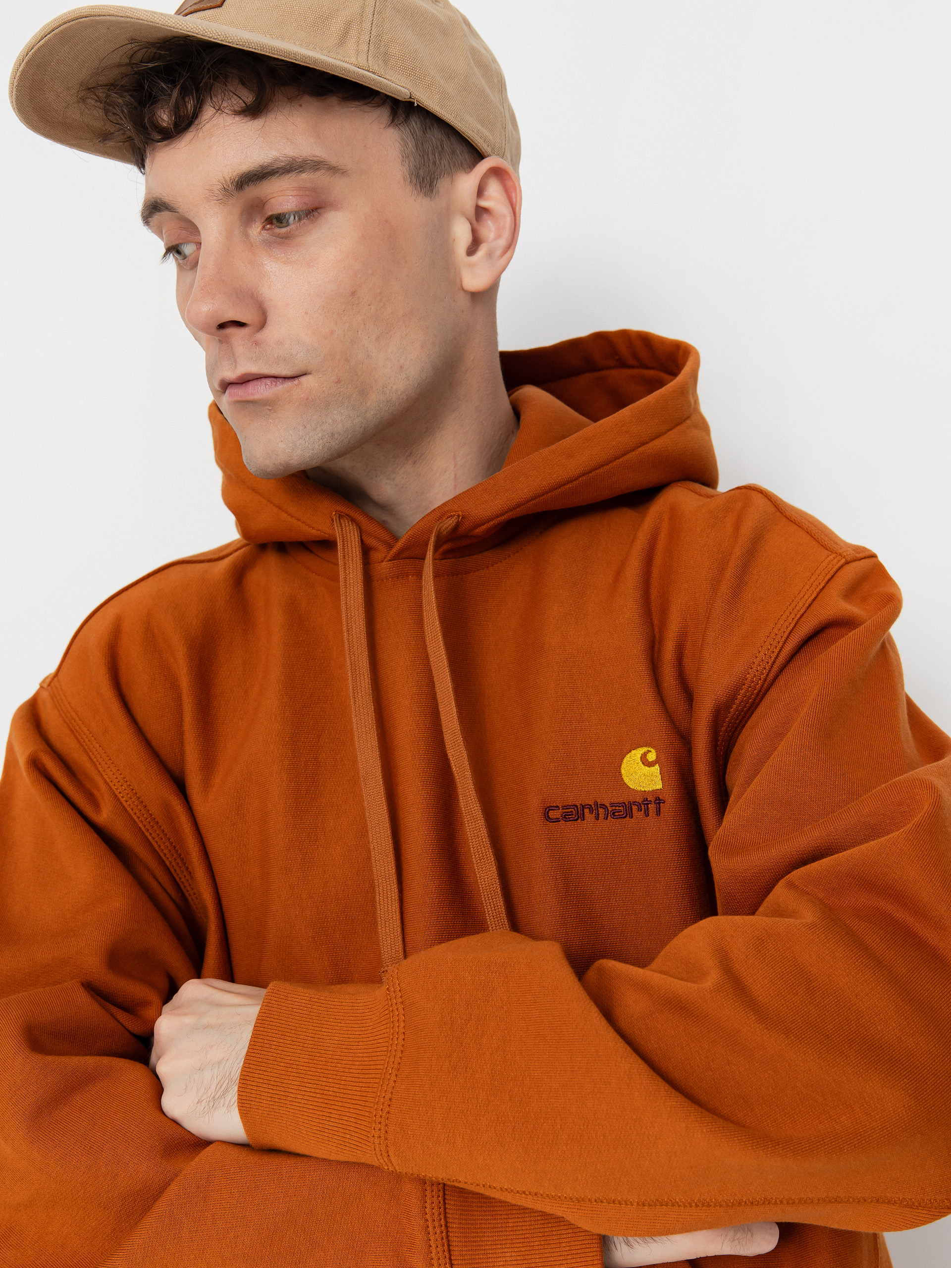 Bluza z kapturem Carhartt WIP American Script HD (sienna)