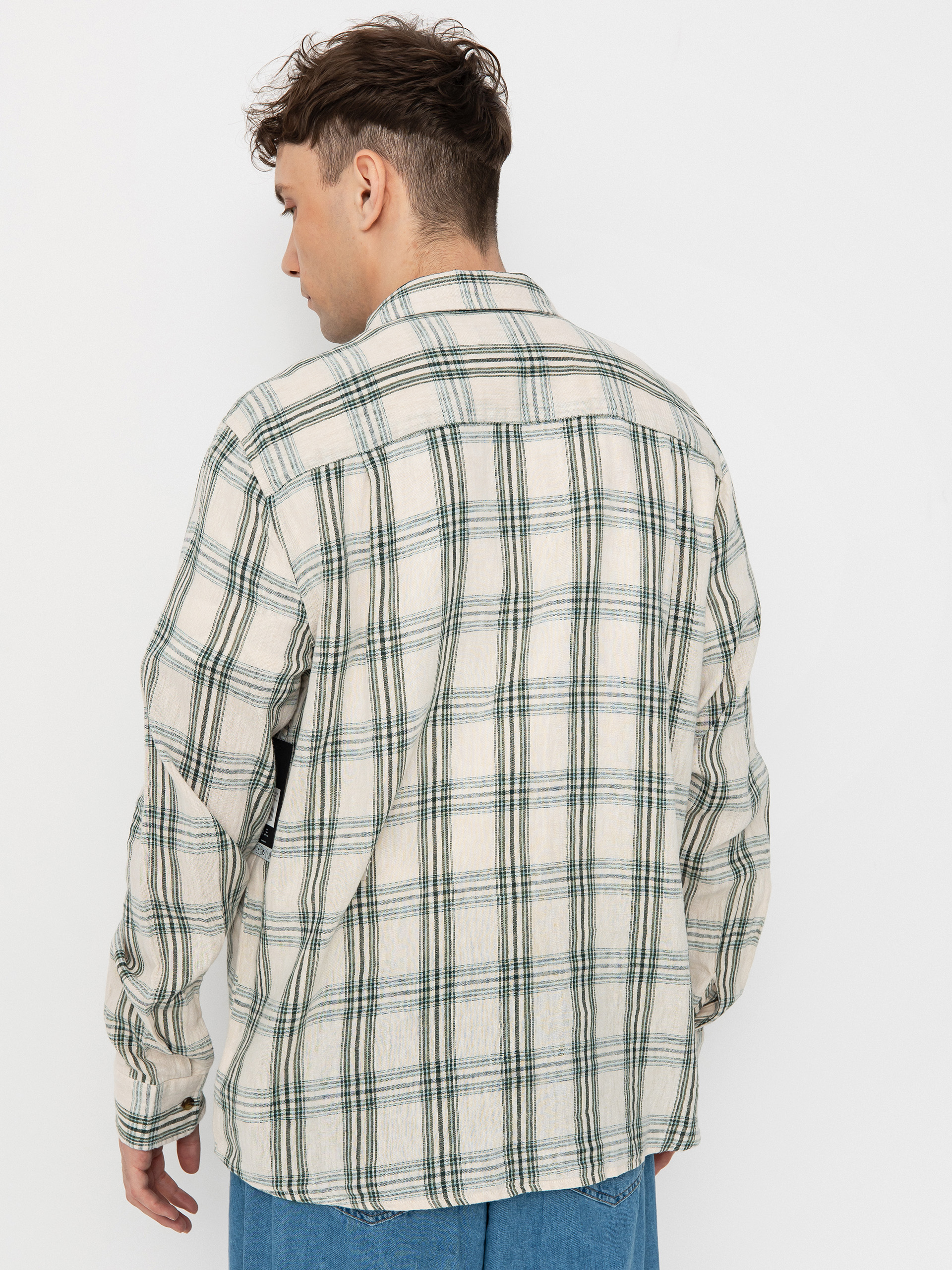 Koszula Brixton Charter Linen Blend Ls (off white/ivy green plaid)