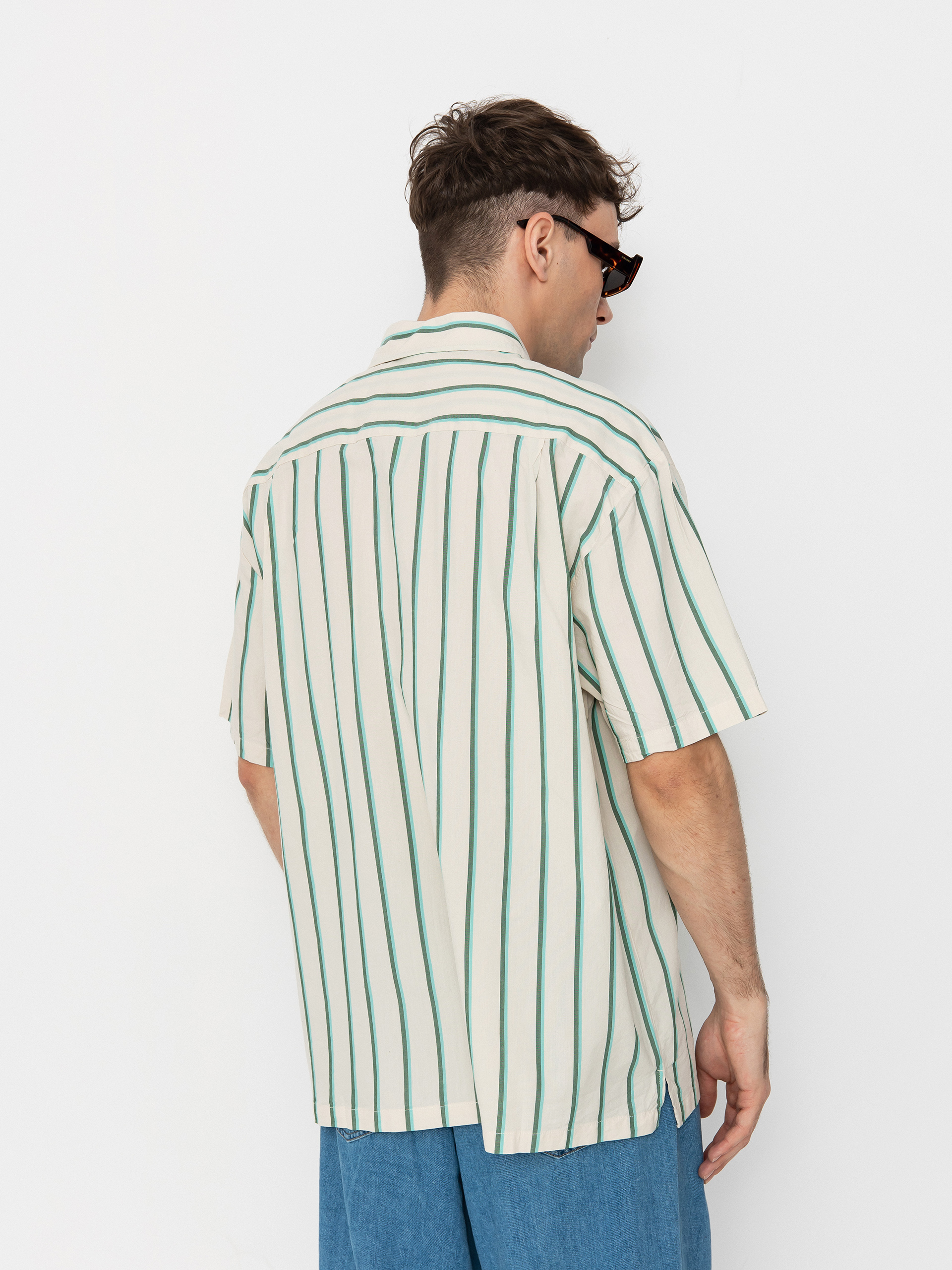 Koszula Brixton Cru Stripe (beige/pine needle/aquatic gree)