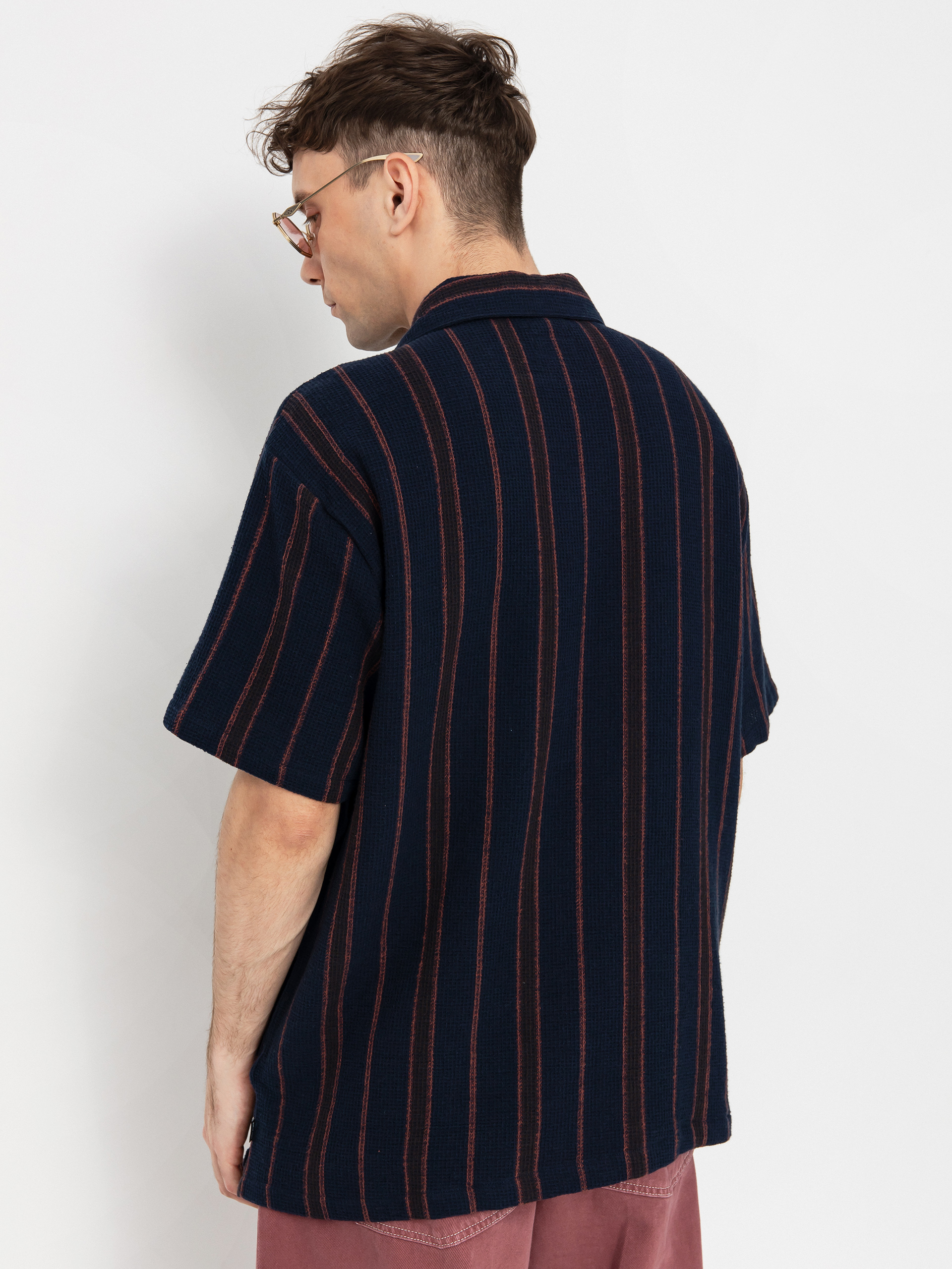 Koszula Brixton Bunker Waffle Stripe (washed navy stripe)