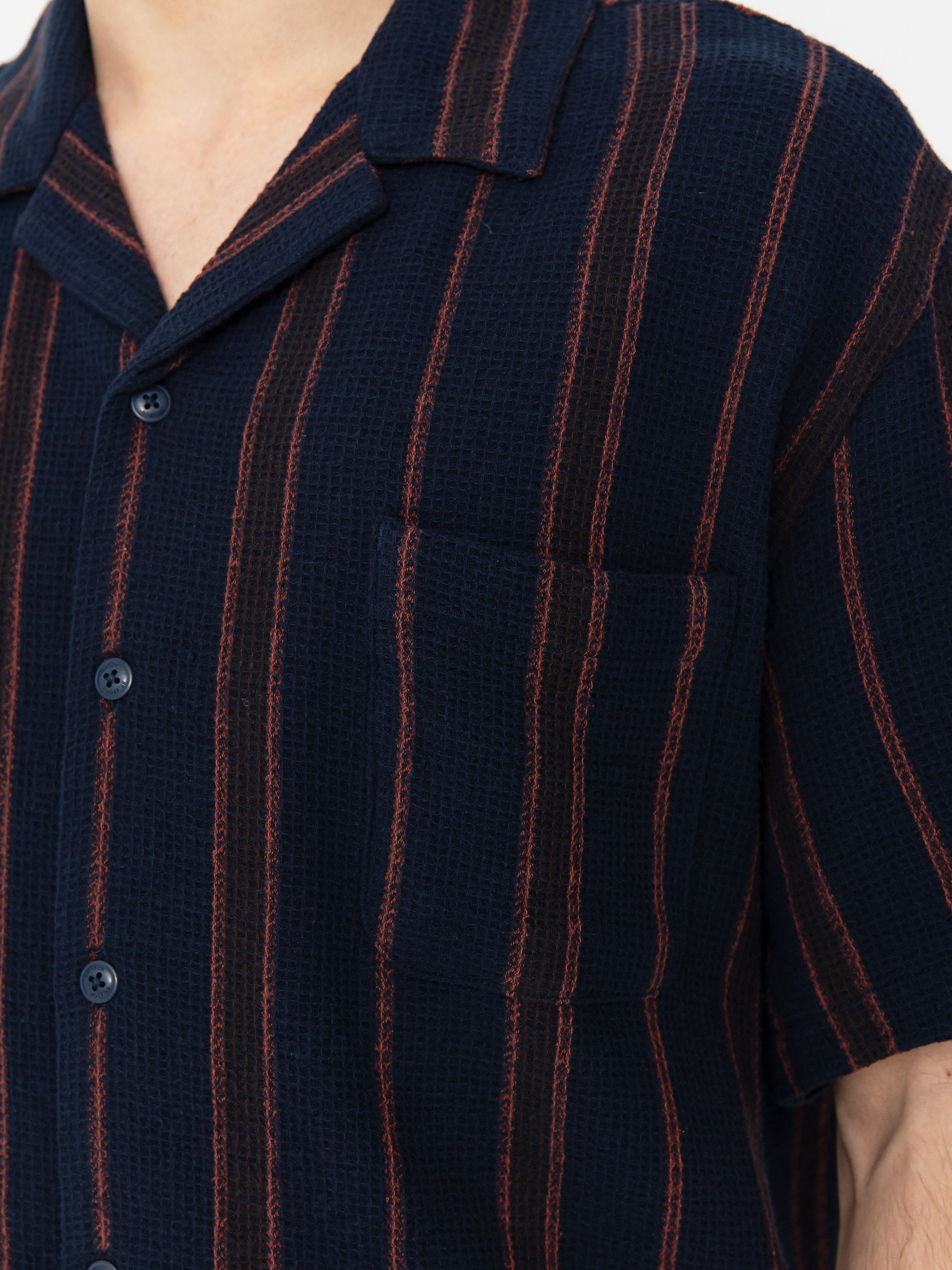 Koszula Brixton Bunker Waffle Stripe (washed navy stripe)