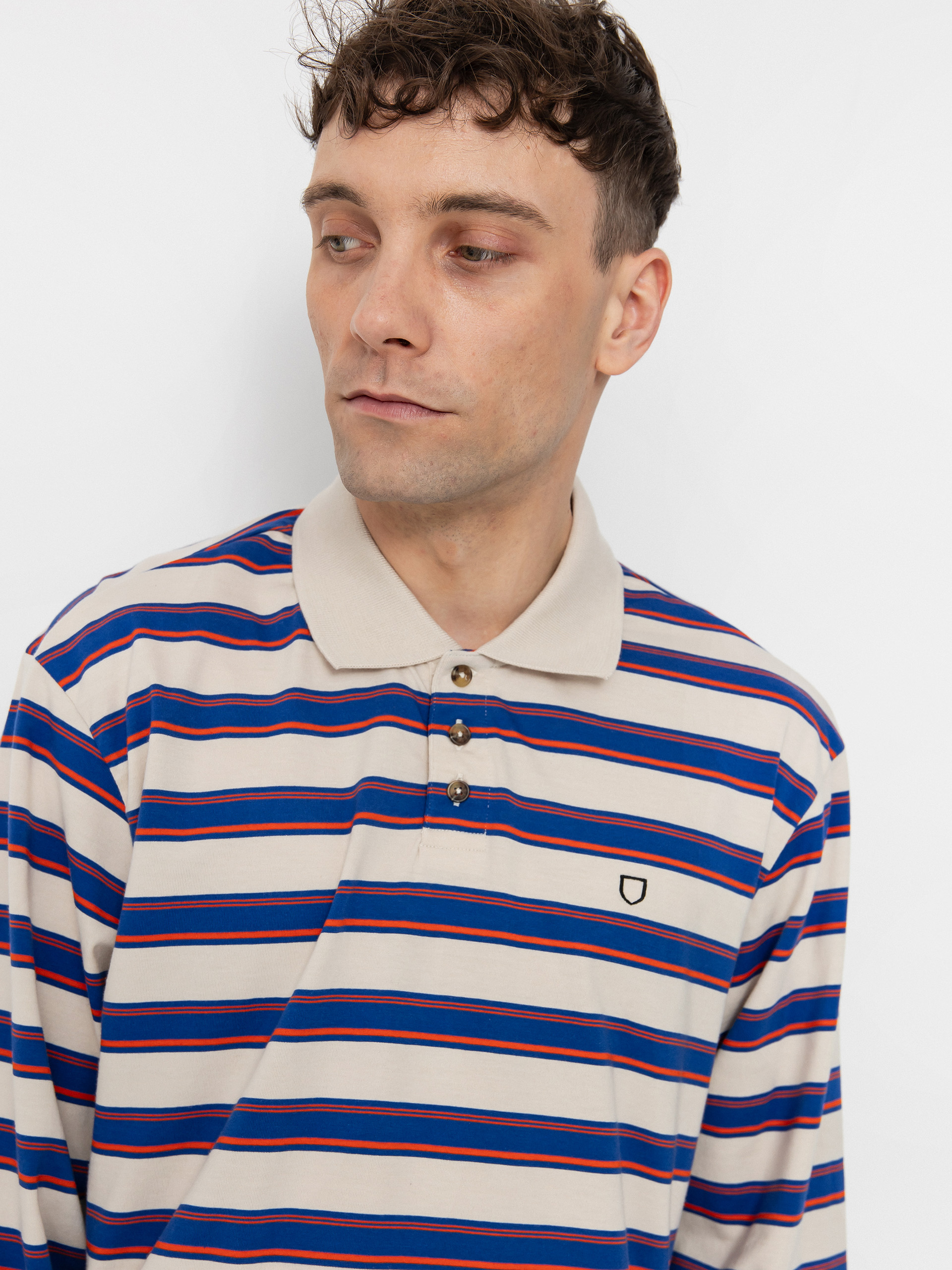 Longsleeve Brixton Vintage Stripe Polo Knit (electric blue/flame/whitecap)