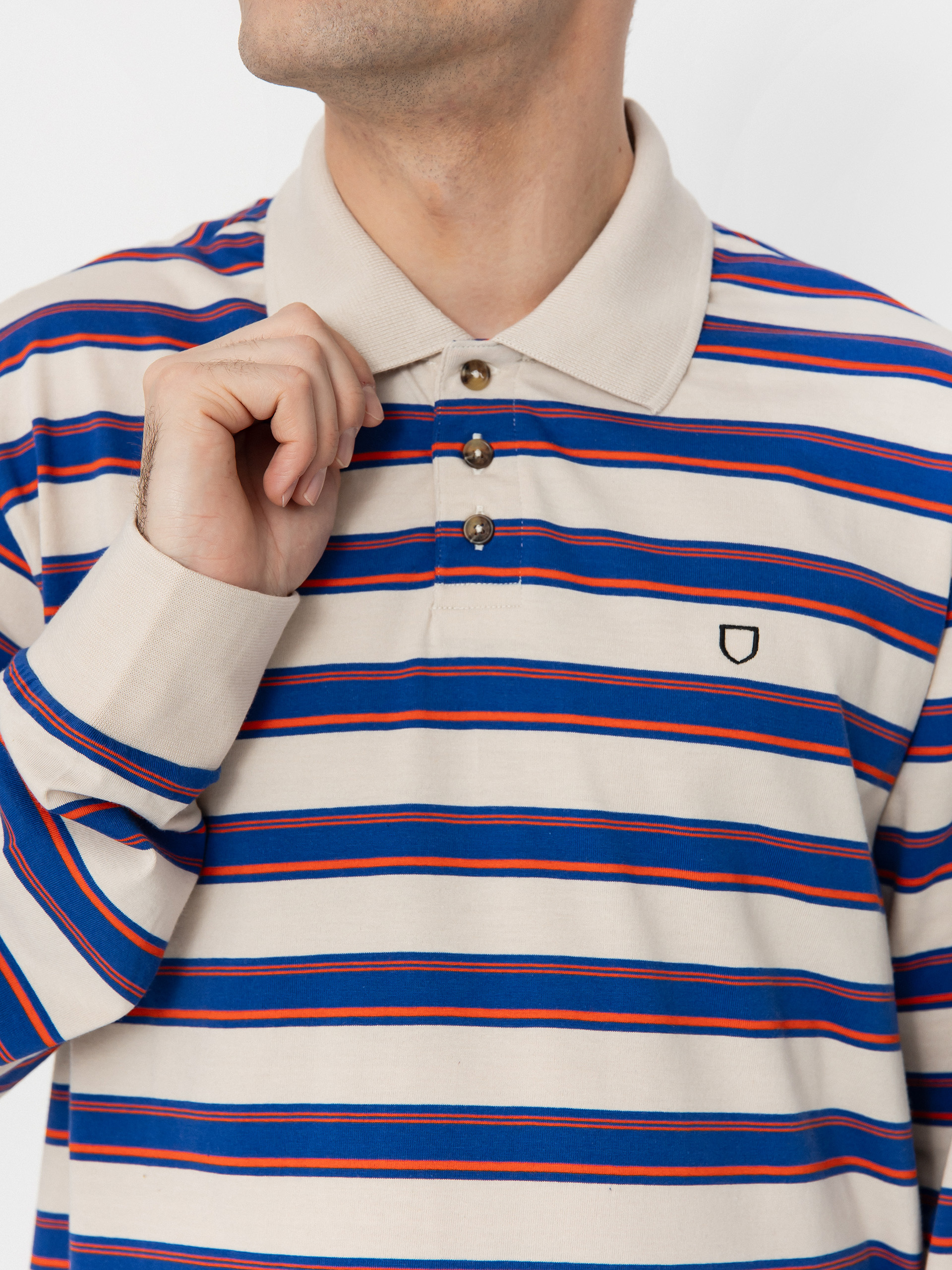 Longsleeve Brixton Vintage Stripe Polo Knit (electric blue/flame/whitecap)