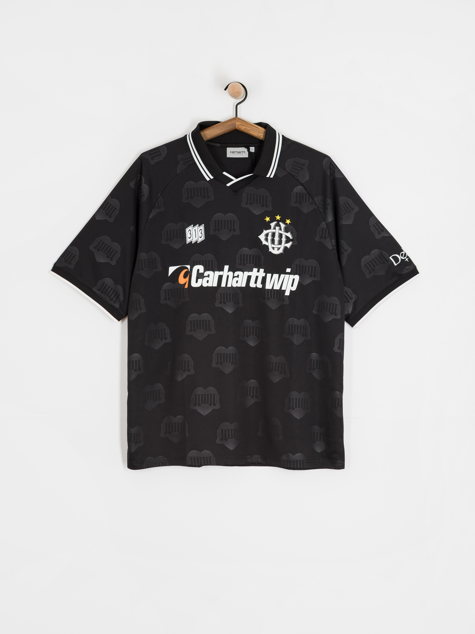 ウェア carhartt wip hartts football t-shirt T-shirt Carhartt WIP Hartts Football - czarny (heart train