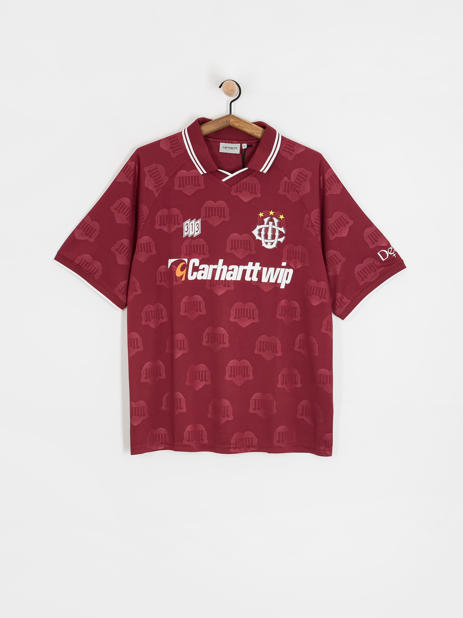 ウェア carhartt wip hartts football t-shirt T-shirt Carhartt WIP Hartts Football - bordowy (heart train