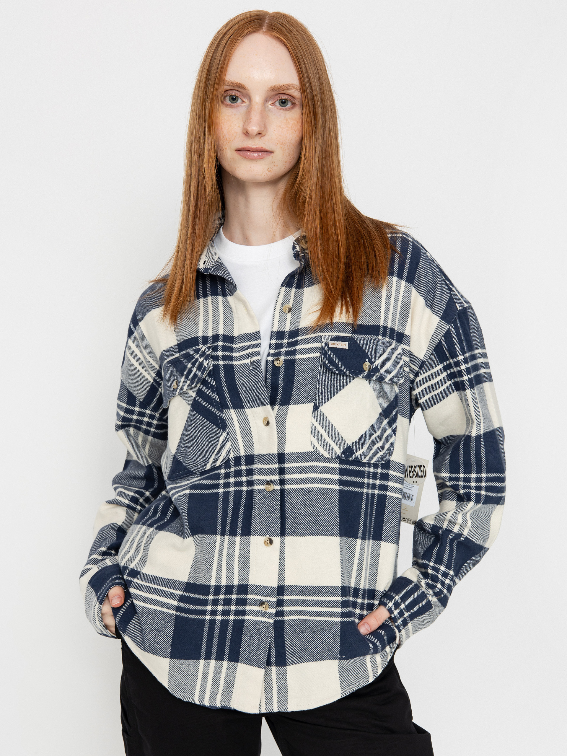 Koszula Brixton Bowery Classic Flannel Wmn (azure blue/whitecap plaid)
