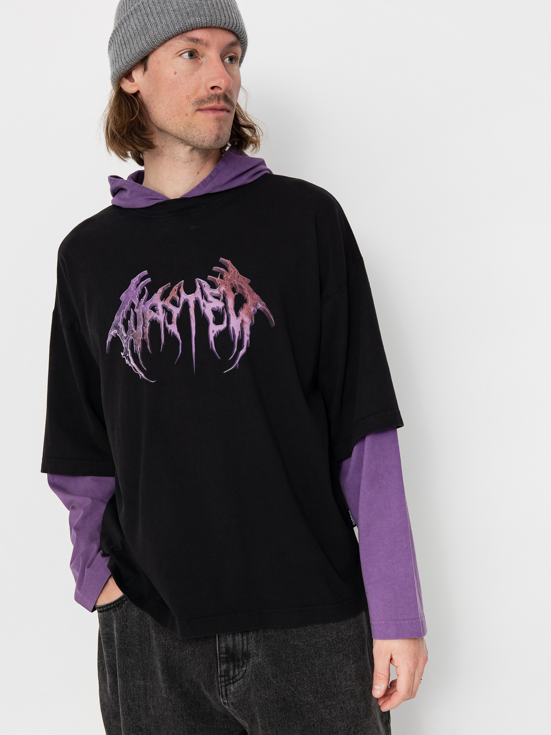 Bluza z kapturem Wasted Paris Slug Age HD (faded black/imperial purple)