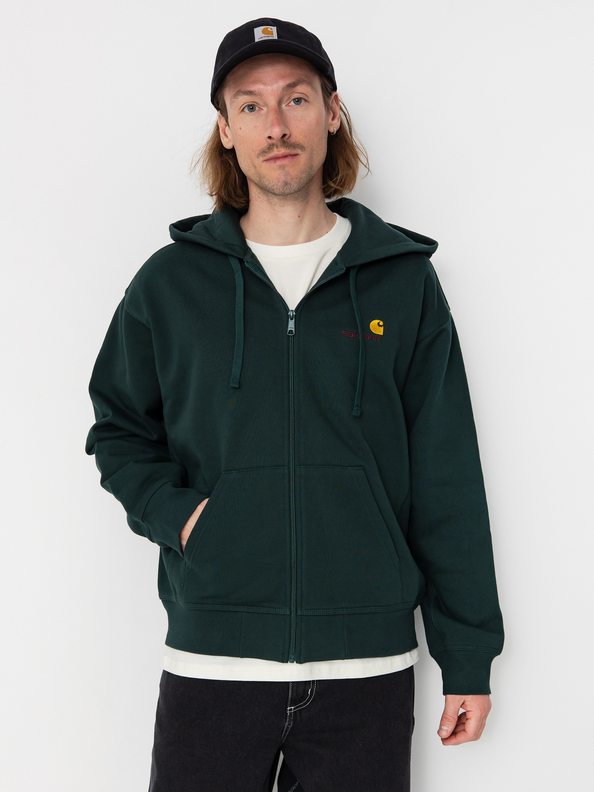 Bluza z kapturem Carhartt WIP American Script ZHD (conifer)