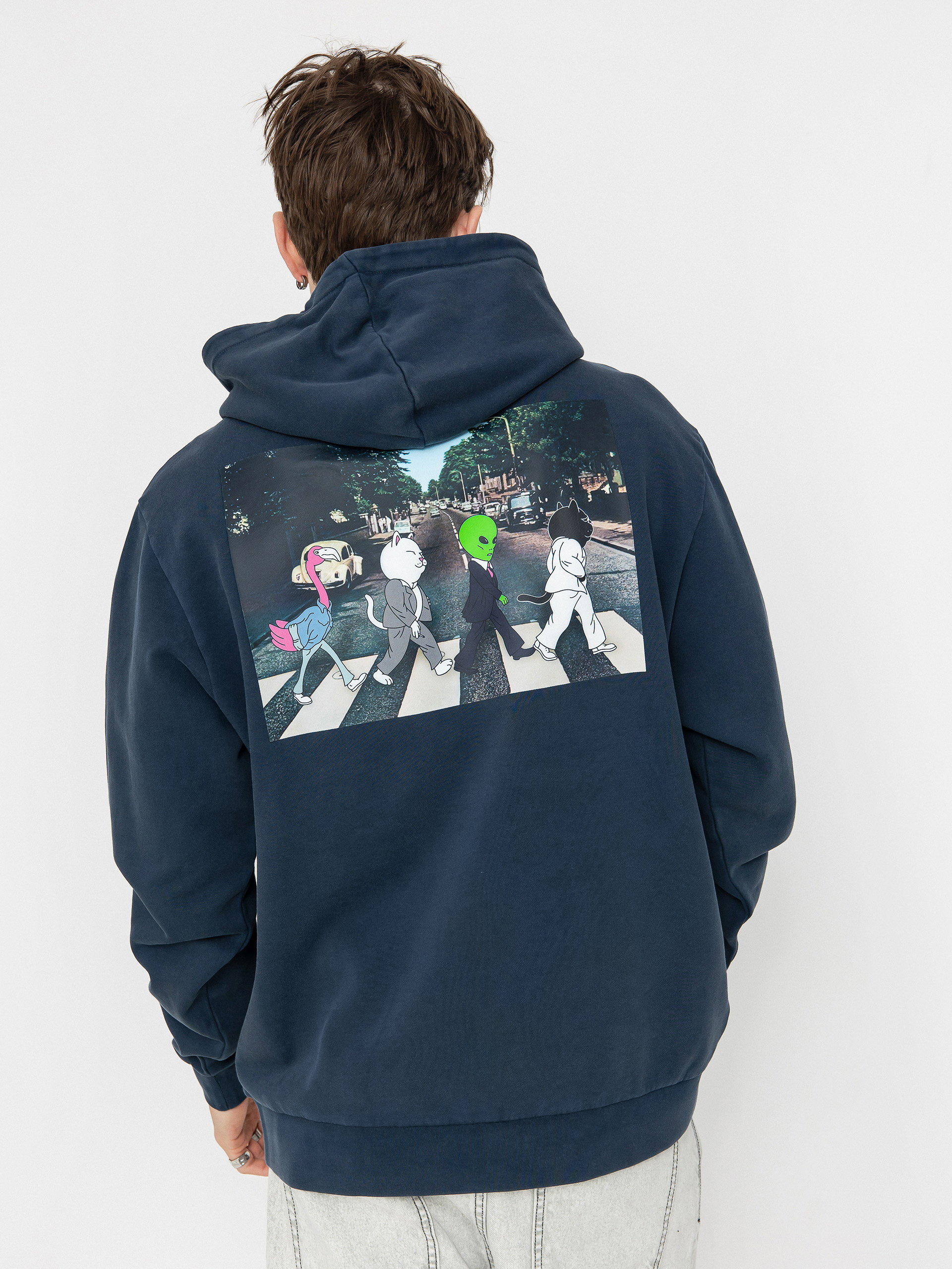 Bluza z kapturem RipNDip Crosswalk HD (navy vintage wash)