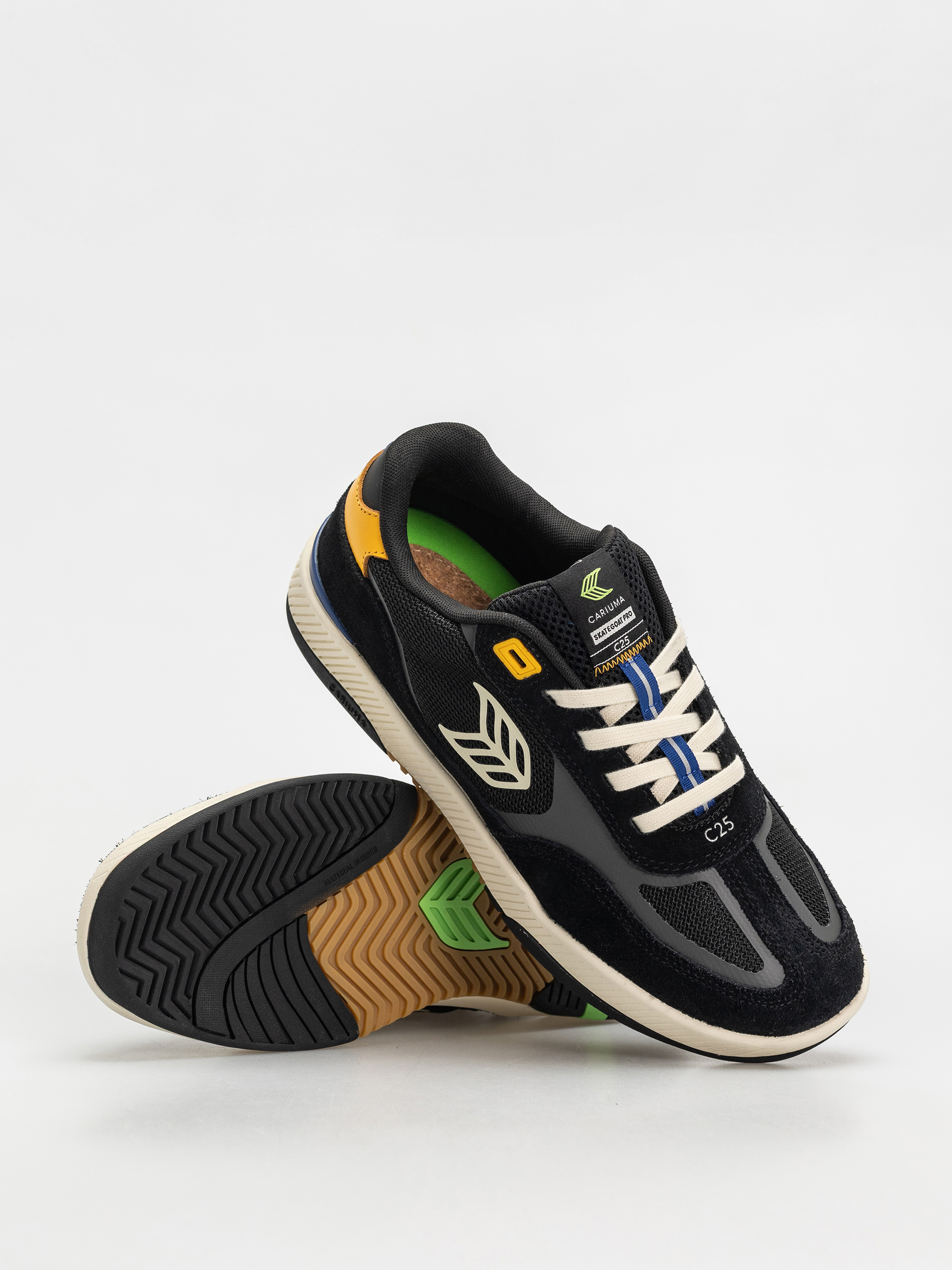 Buty Cariuma Skategoat C25 Pro (black suede and mesh ivory logo yellow)