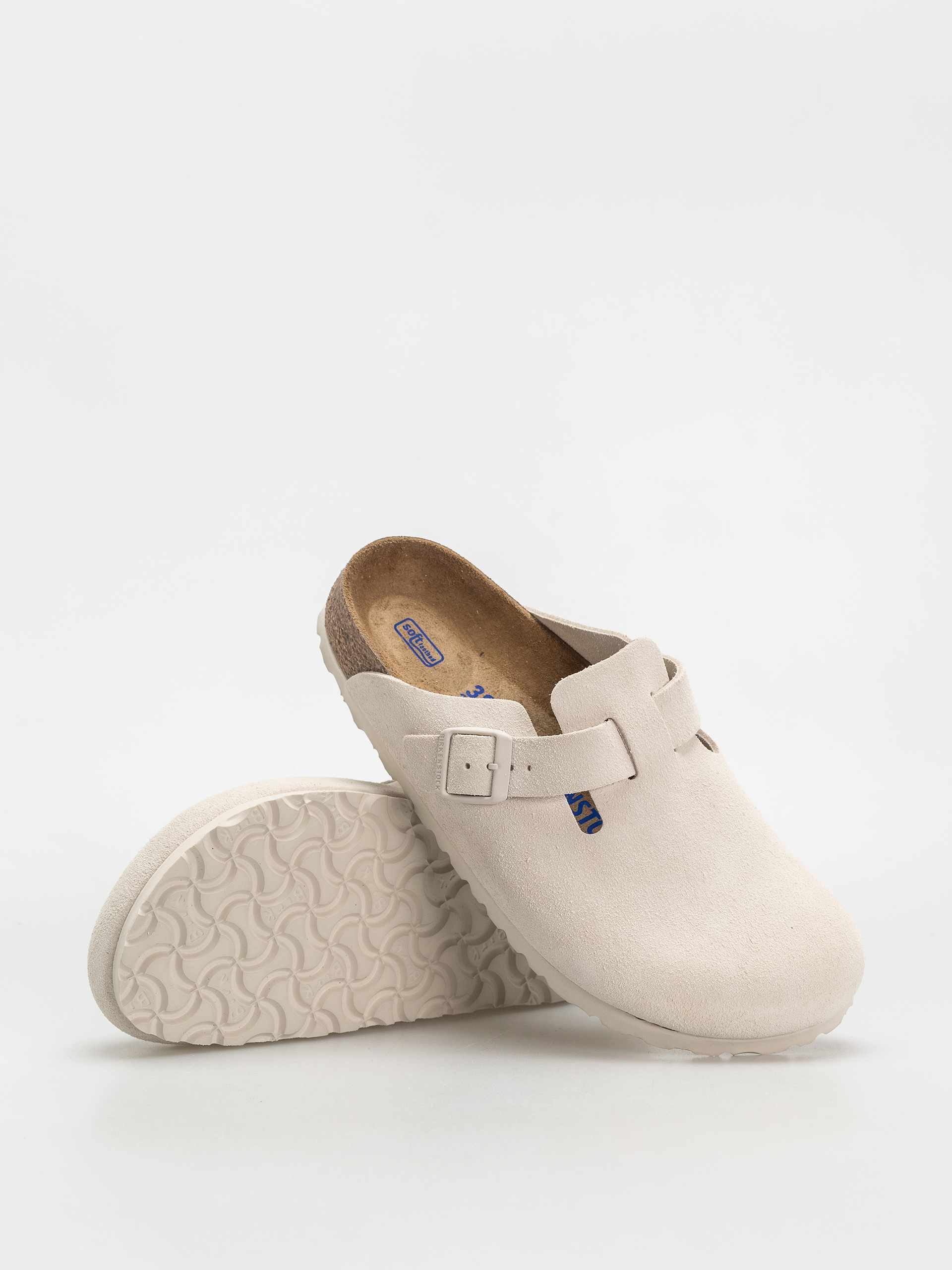 Klapki Birkenstock Boston Suede Leather Narrow Wmn (antique white)